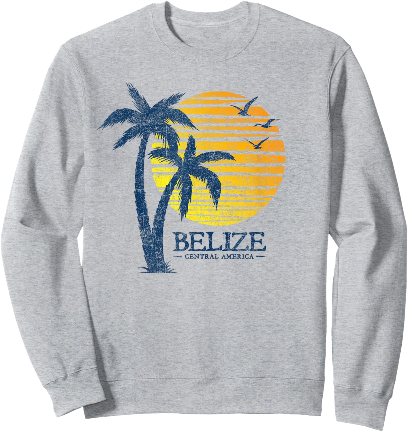 Retro Belize Souvenir Vintage Sunset Men Women Sweatshirt - Sweatshirt | Ash