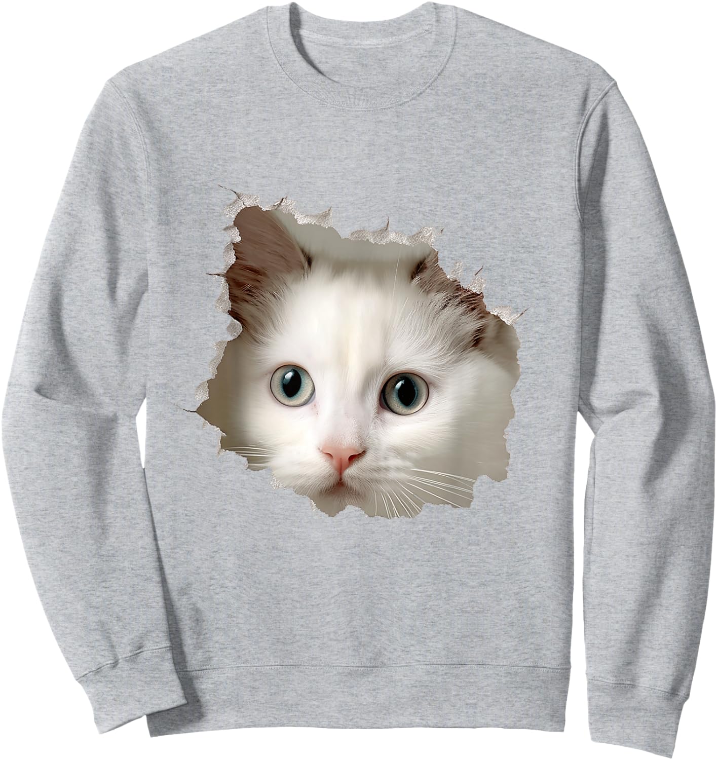 Cat Animal Graphic Drawing Illustration Face Cat Women Kids Sweatshirt - Sweatshirt | Ash