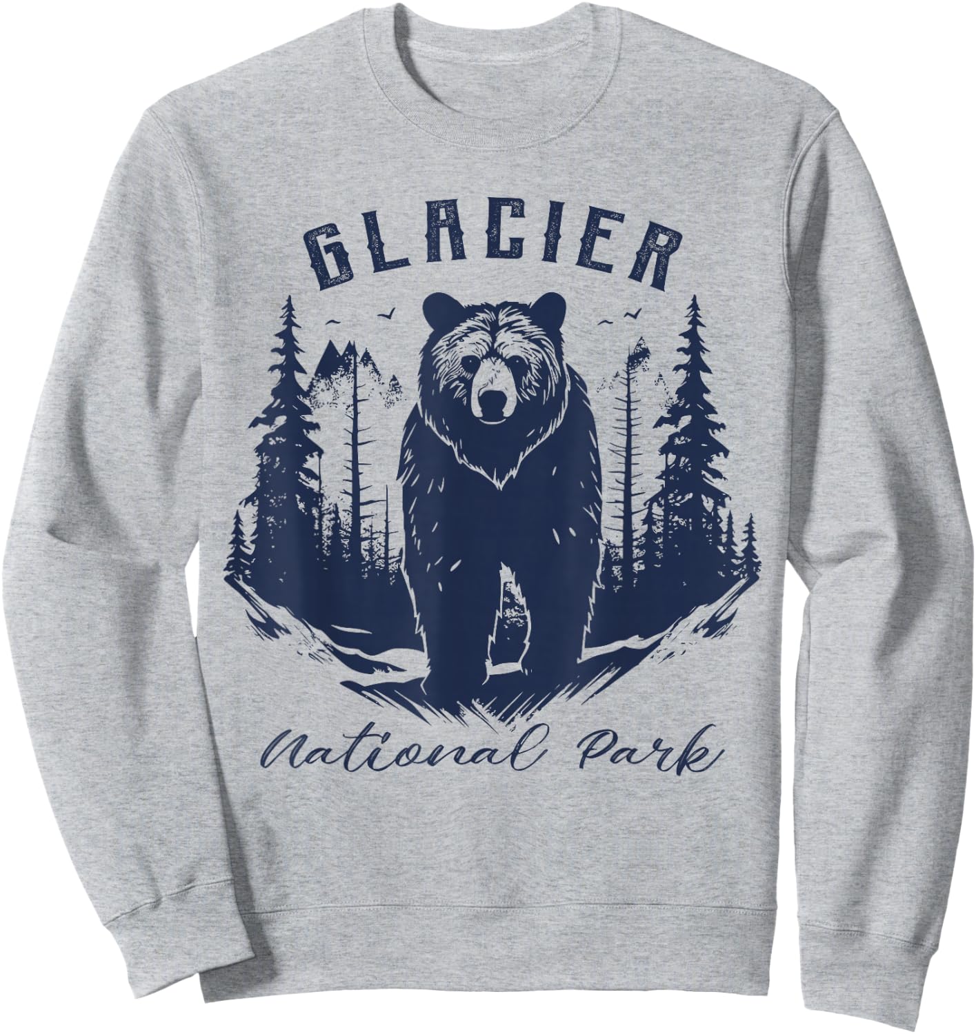 Retro Vintage Glacier National Park for kids Hiking Camping Sweatshirt - Sweatshirt | Ash
