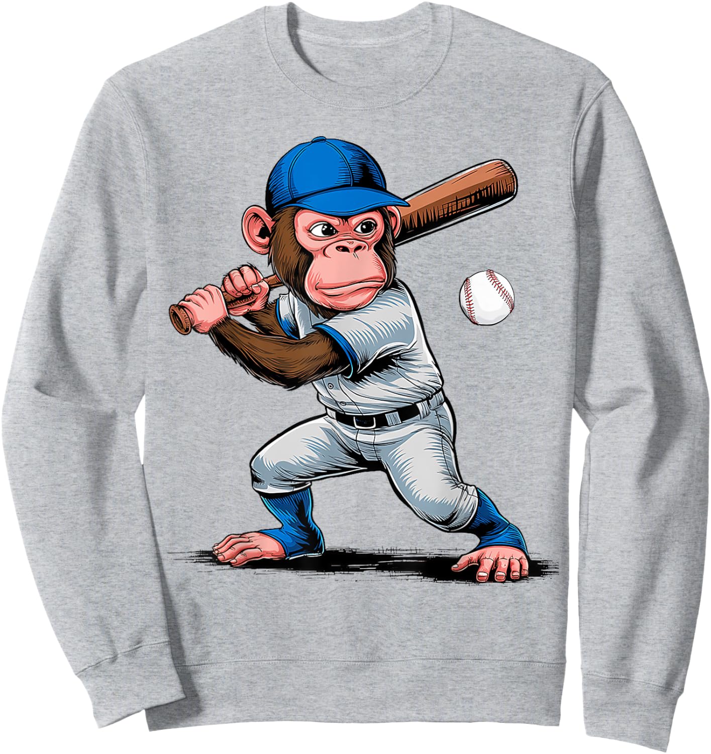 Monkey Baseball Player Monkey Lover Men Women Kids Sweatshirt - Sweatshirt | Ash