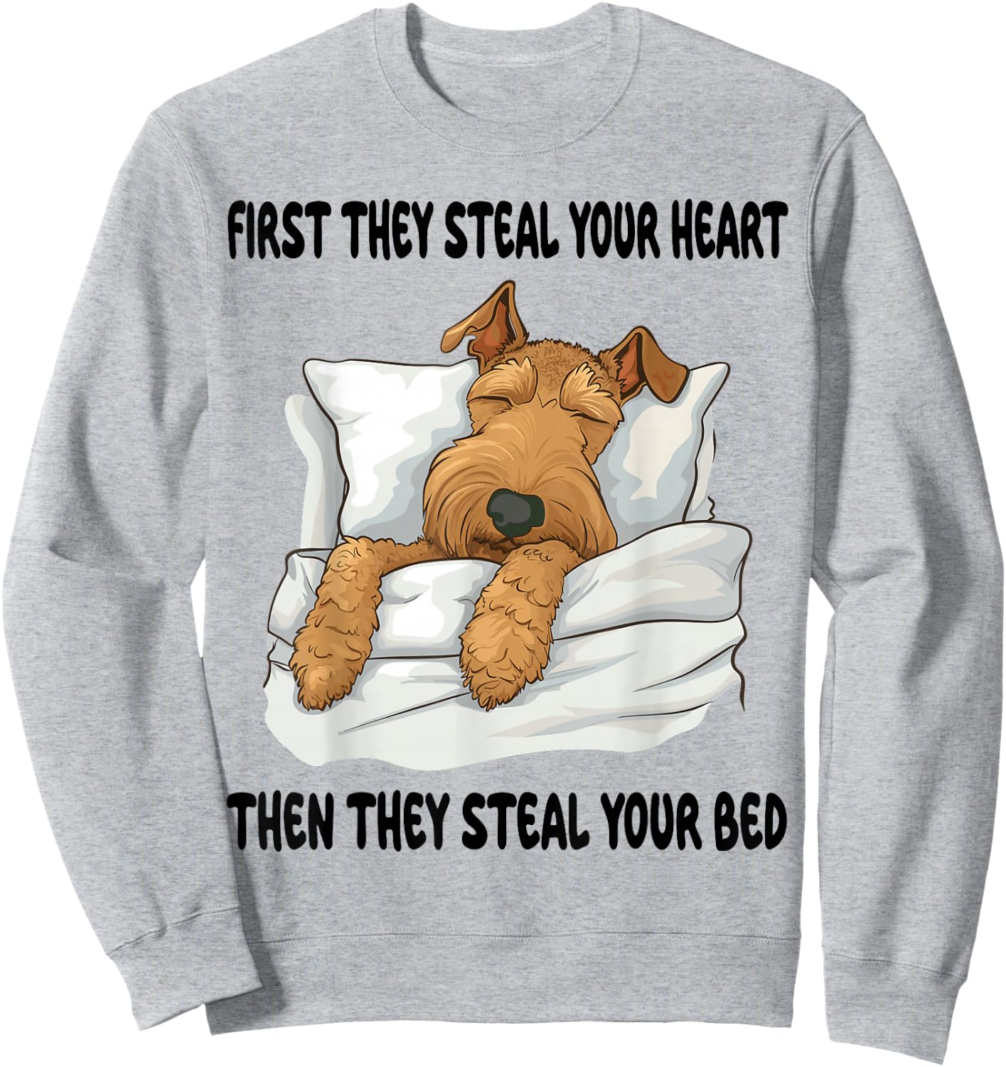 Airedale Terrier Sleeping Pajamas Nightgown Sweatshirt - Sweatshirt | Ash