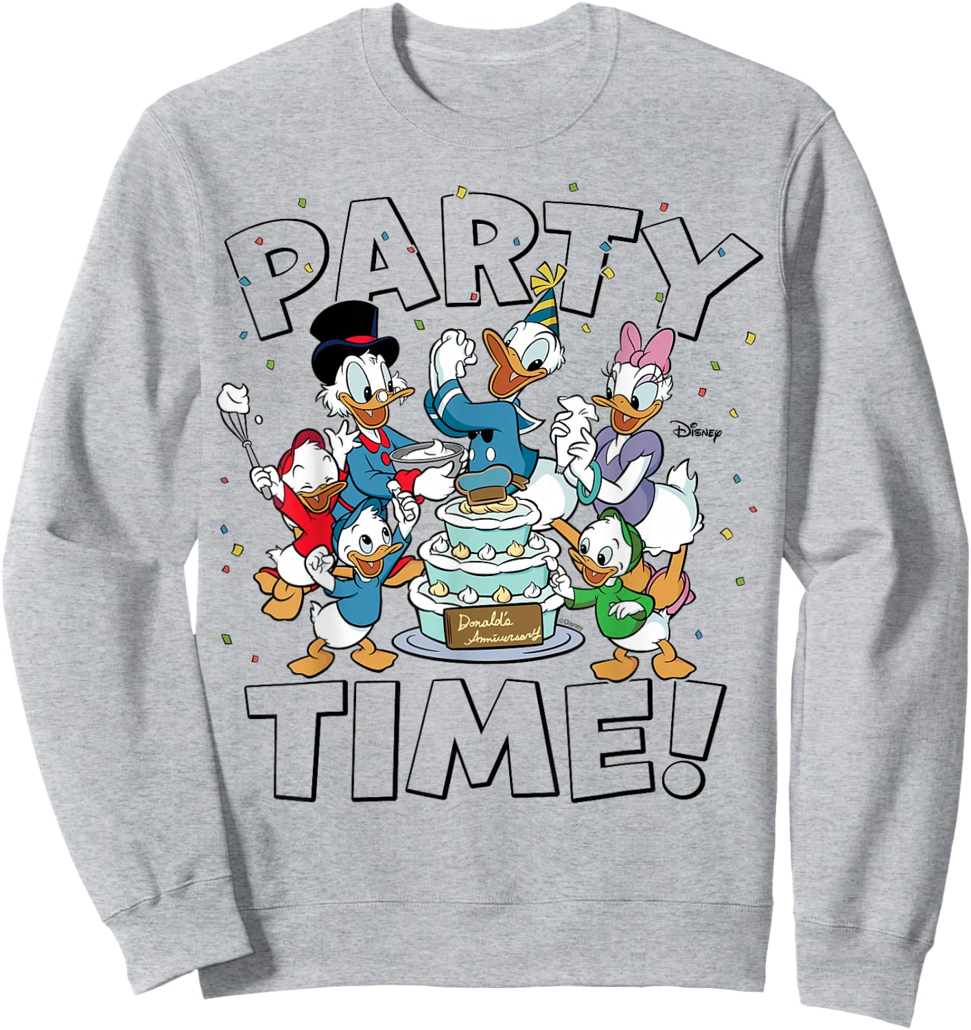Donald Duck Scrooge McDuck Daisy Duck Huey Dewey Louie Party Sweatshirt - Sweatshirt | Ash