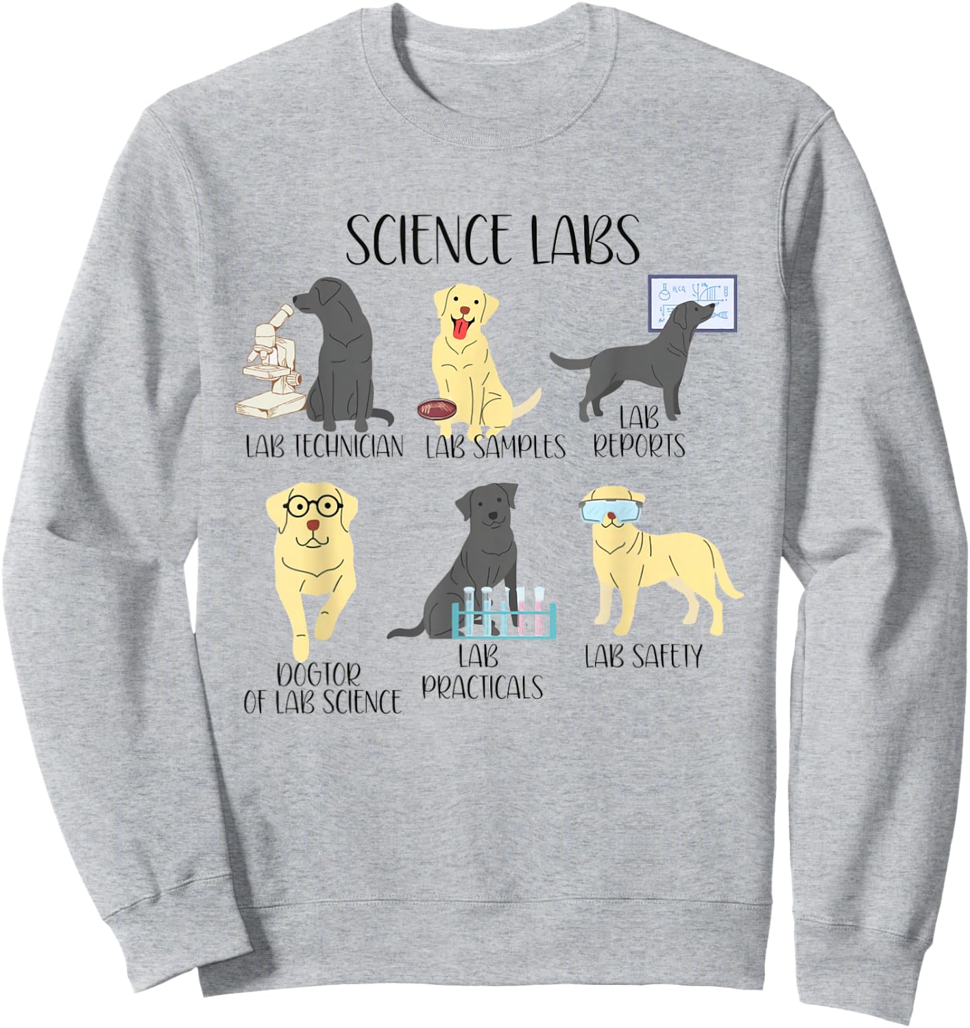 Science Labs Funny Dogs Labrador Retriever Science Teacher Sweatshirt - Sweatshirt | Ash
