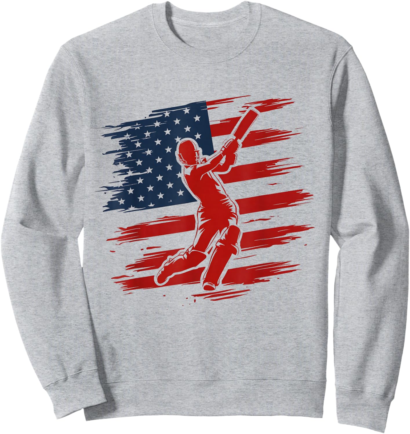 USA Cricket Jersey American Flag Cricket Player Art Sweatshirt - Sweatshirt | Ash