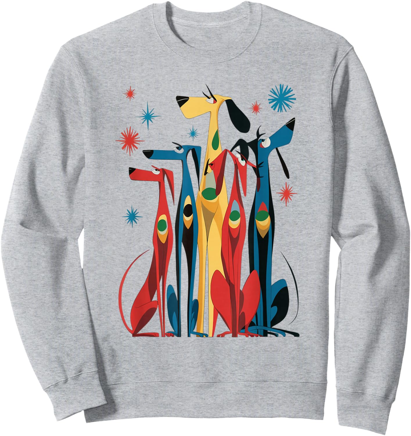 Vintage Retro Mid-Century Long Neck Dogs 50s 60s Style Sweatshirt - Sweatshirt | Ash