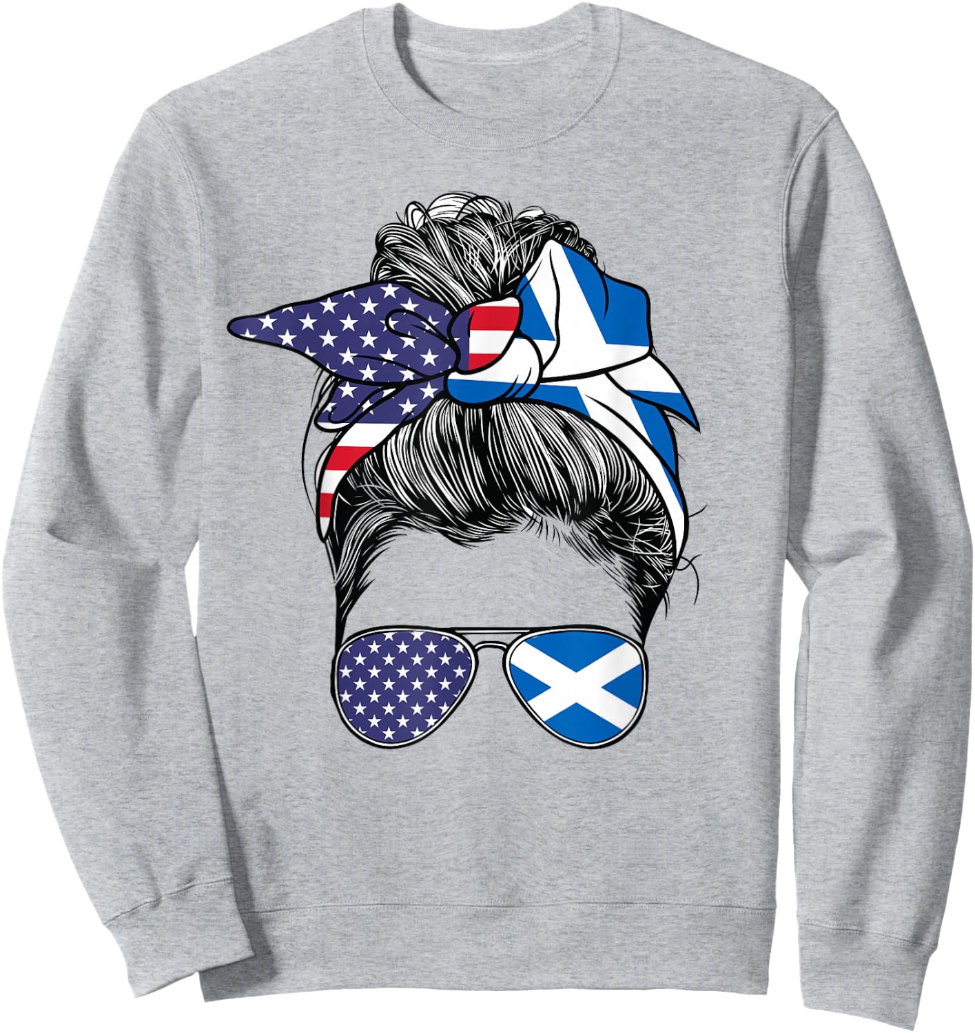Scottish Women Girl USA Heritage American Scotland Flag Sweatshirt - Sweatshirt | Ash