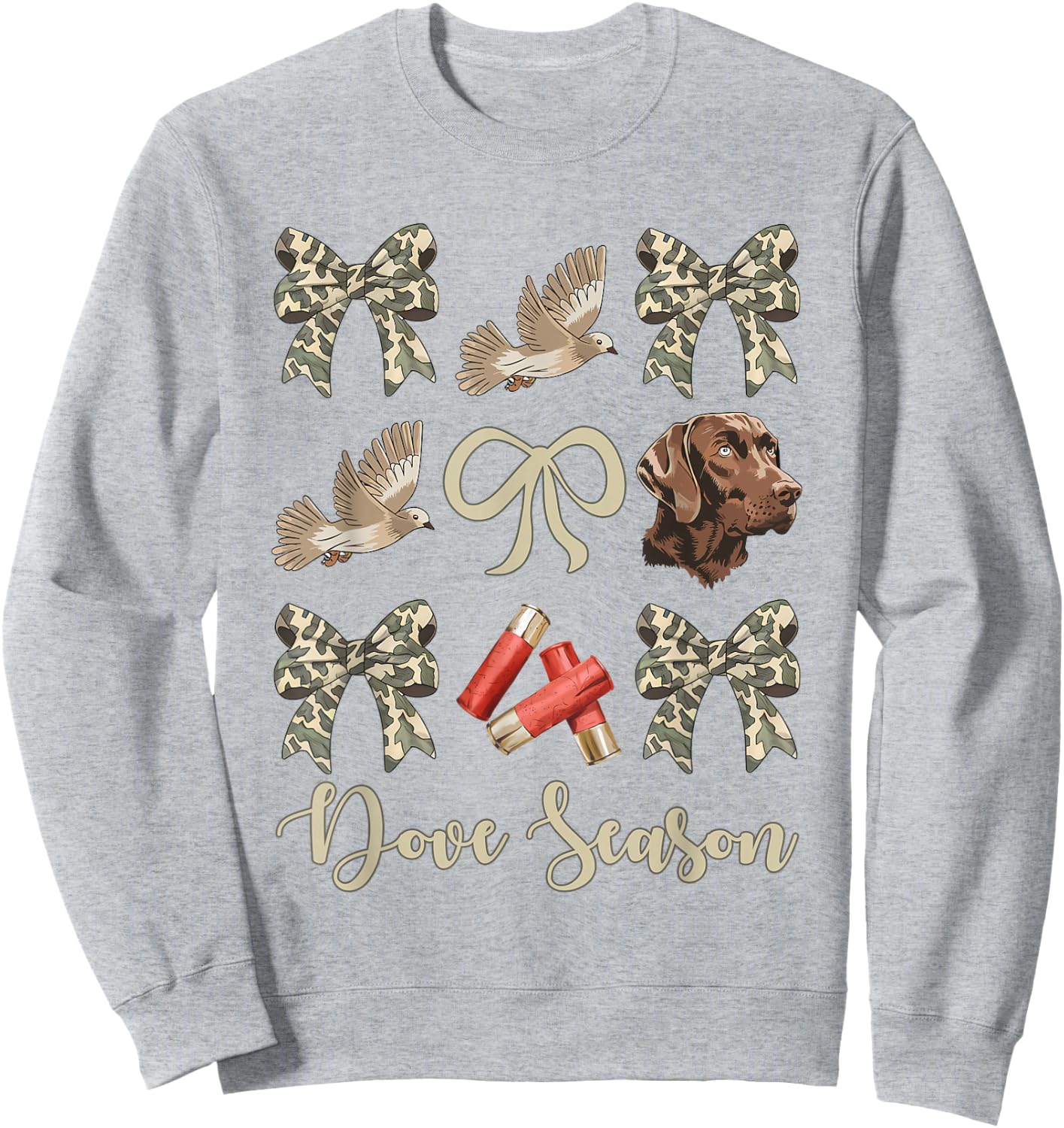 Camo Bow Coquette Dove Season Hunting Dove Hunter Hunt Girl Sweatshirt - Sweatshirt | Ash