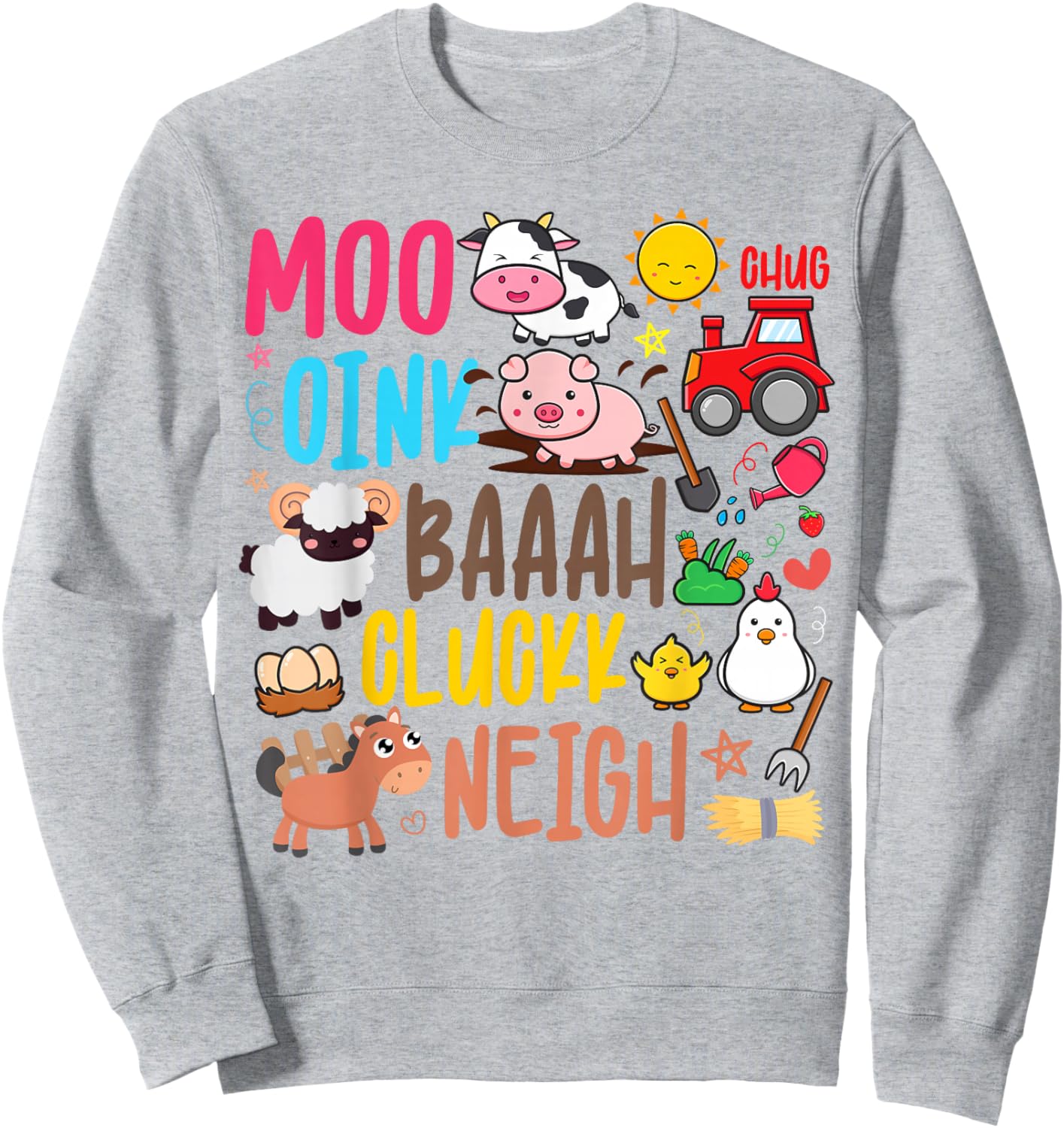 Farm Animals Sounds Oink Baa Neigh Cluck Moo Toddler Farmer Sweatshirt - Sweatshirt | Ash
