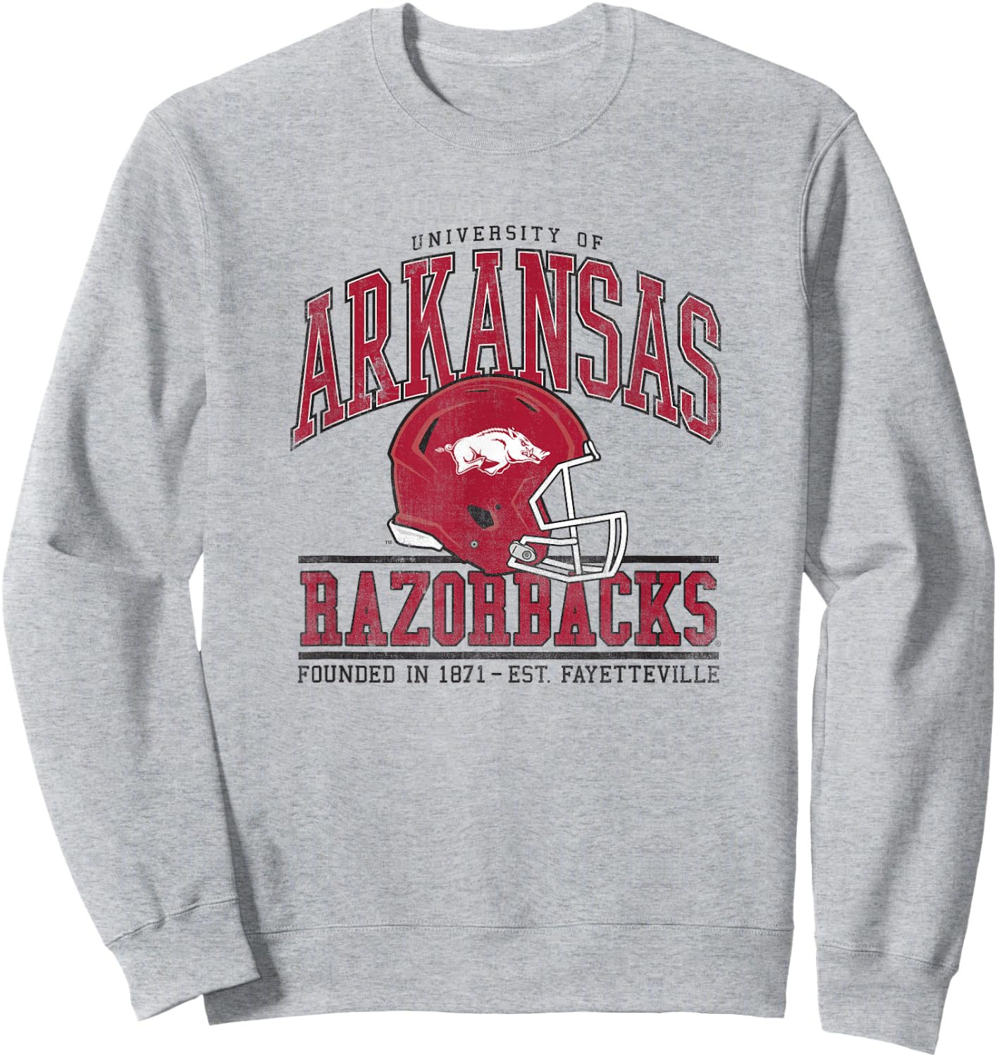 University of Arkansas Razorbacks Collegiate Football Helmet Sweatshirt - Sweatshirt | Ash