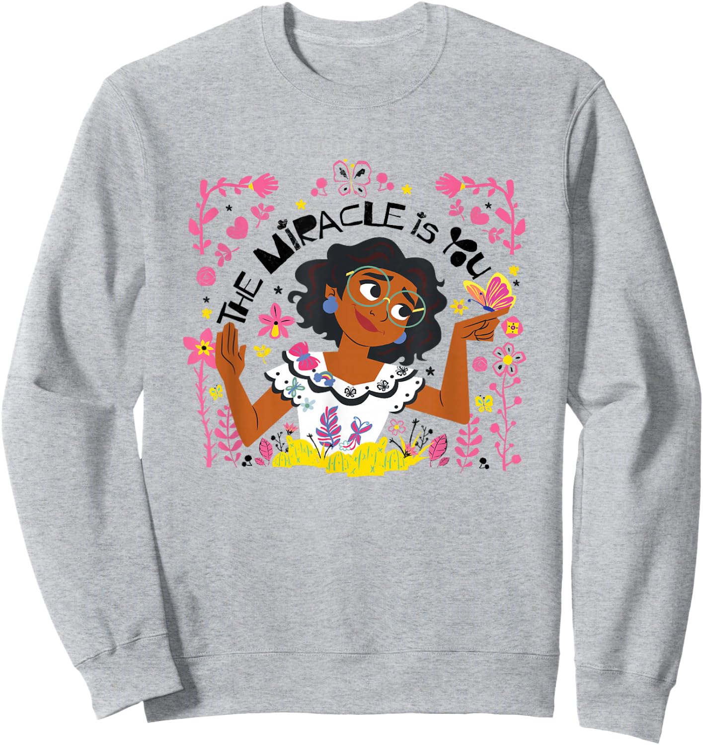 Disney Encanto Valentine's Day The Miracle Is You Chest Logo Sweatshirt - Sweatshirt | Ash