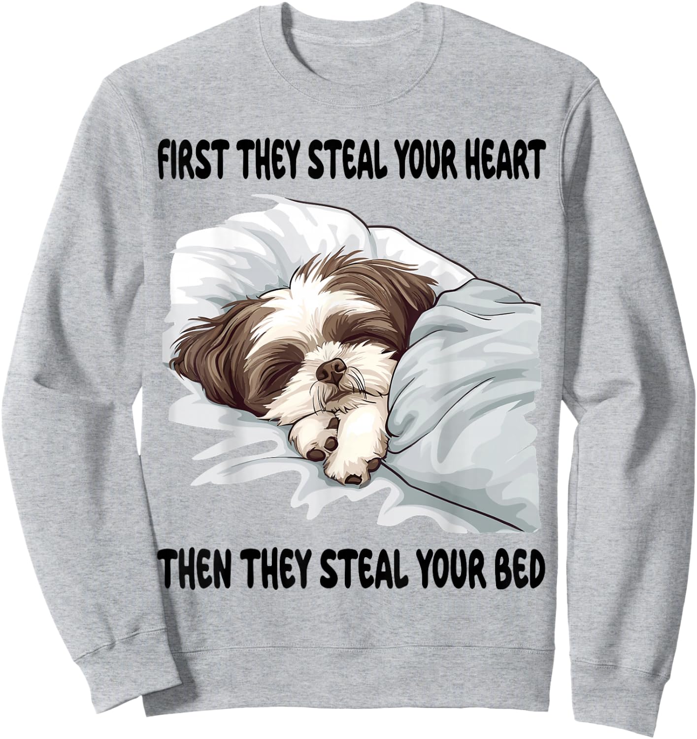 Shih Tzu Sleeping Pajamas Nightgown Sweatshirt - Sweatshirt | Ash