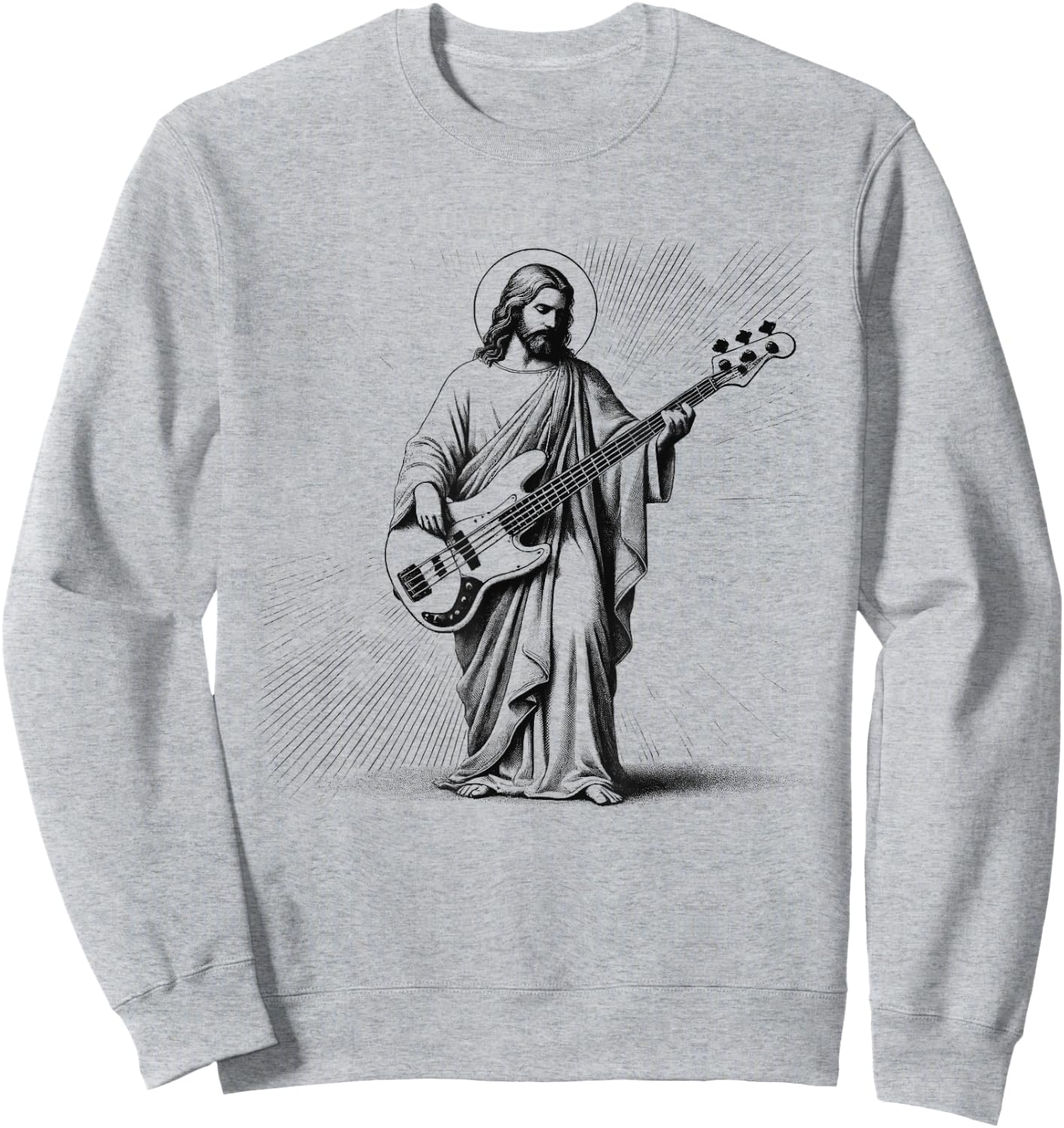 Jesus Playing Bass Guitar Guitarist Christian Vintage Rock Sweatshirt - Sweatshirt | Ash