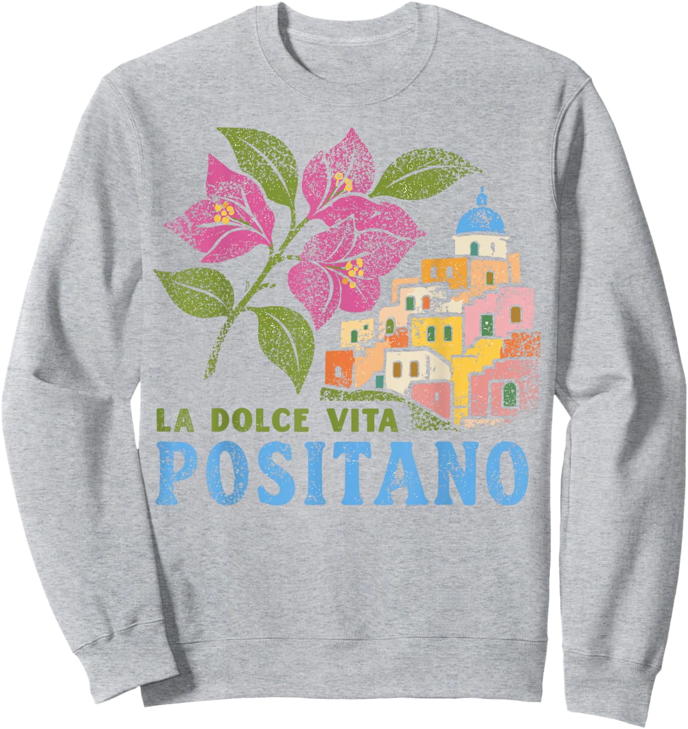 Positano Retro Vintage Italian Coast Travel Sweatshirt - Sweatshirt | Ash