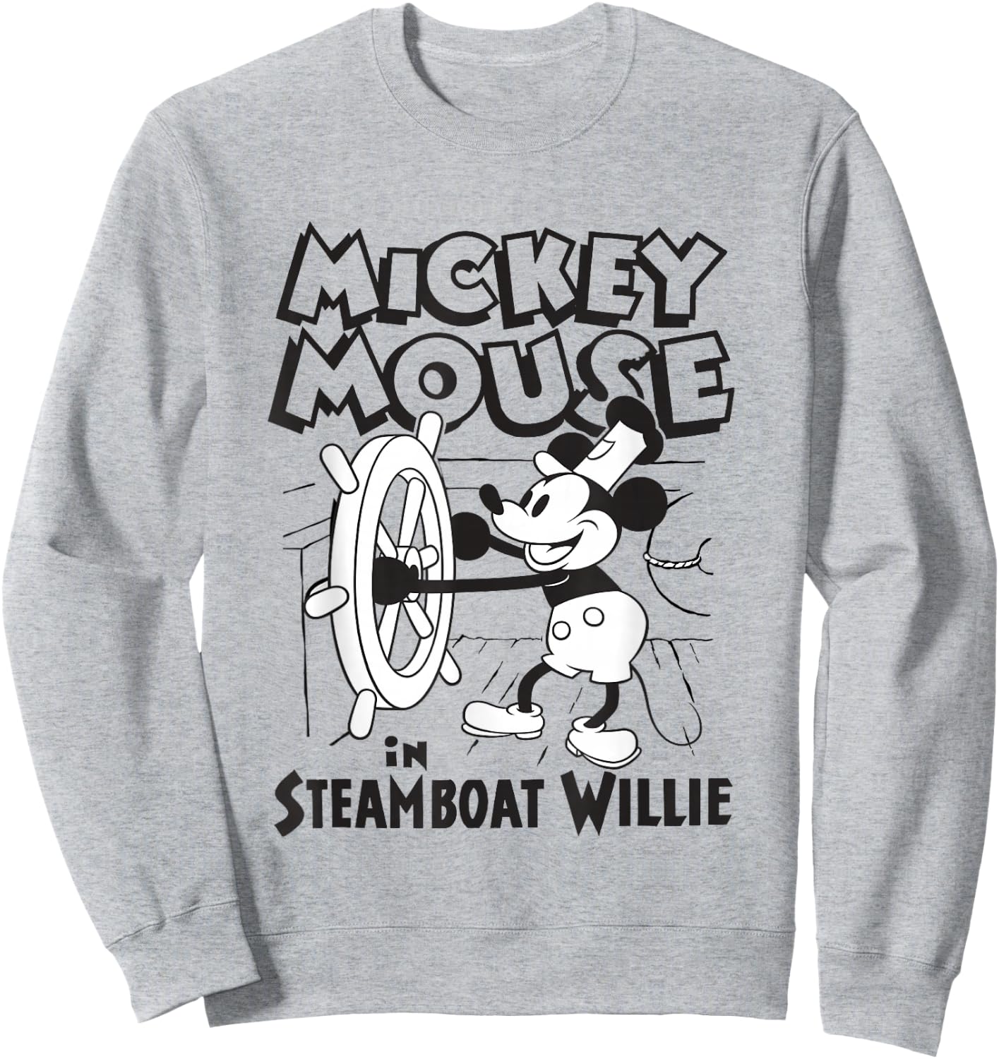 Disney Steamboat Willie Mickey Mouse Steering Boat Vintage Sweatshirt - Sweatshirt | Ash