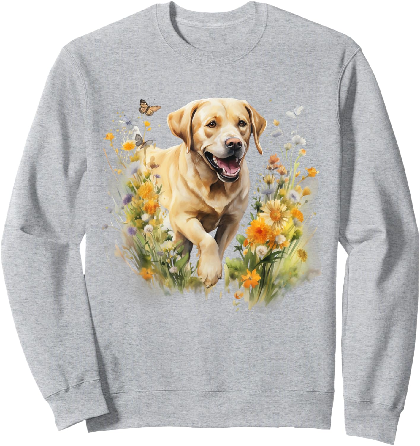 Floral Wildflower Dog Labrador Retriever Women Kids Sweatshirt - Sweatshirt | Ash