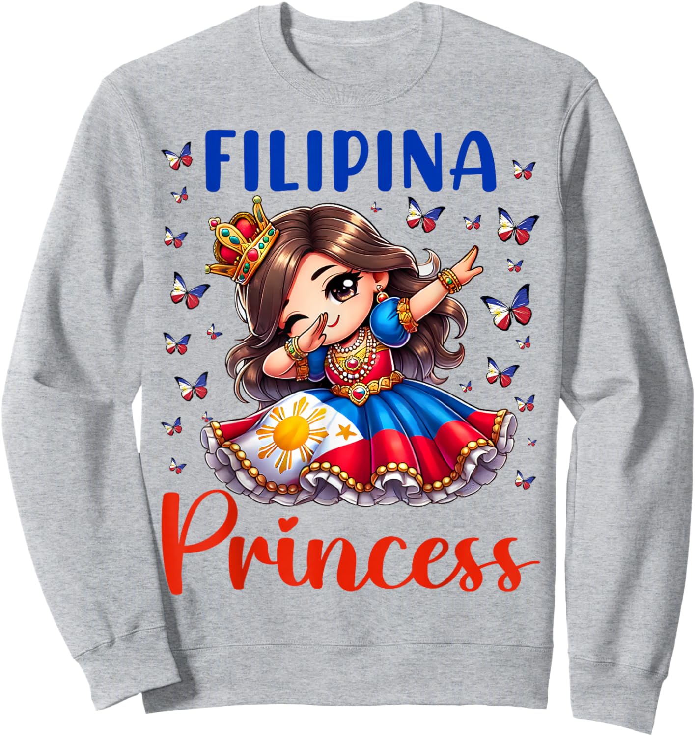 Filipina Princess Dabbing for girls & kids Sweatshirt - Sweatshirt | Ash