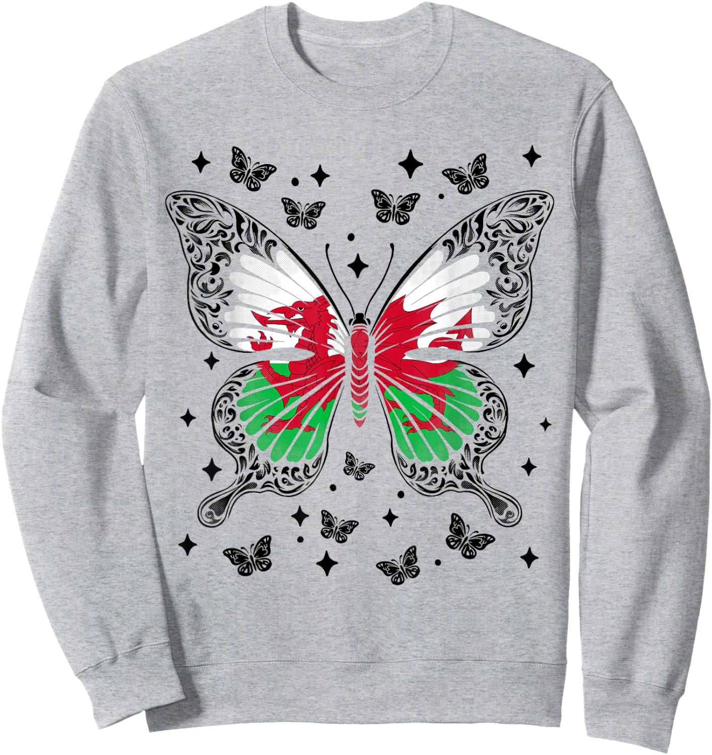 Welsh Butterfly Wales Sweatshirt - Sweatshirt | Ash