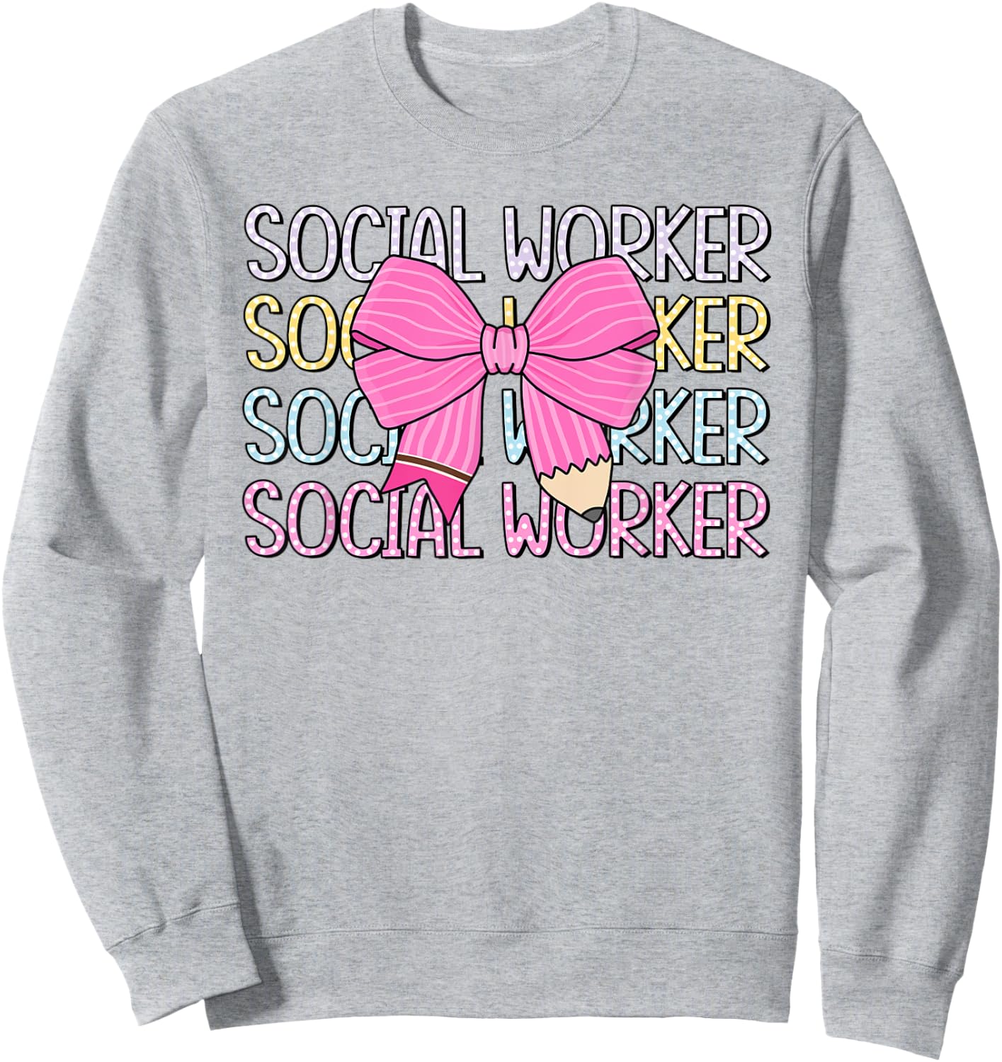 Retro Social Worker Coquette Bow Dalmatian Back To School Sweatshirt - Sweatshirt | Ash