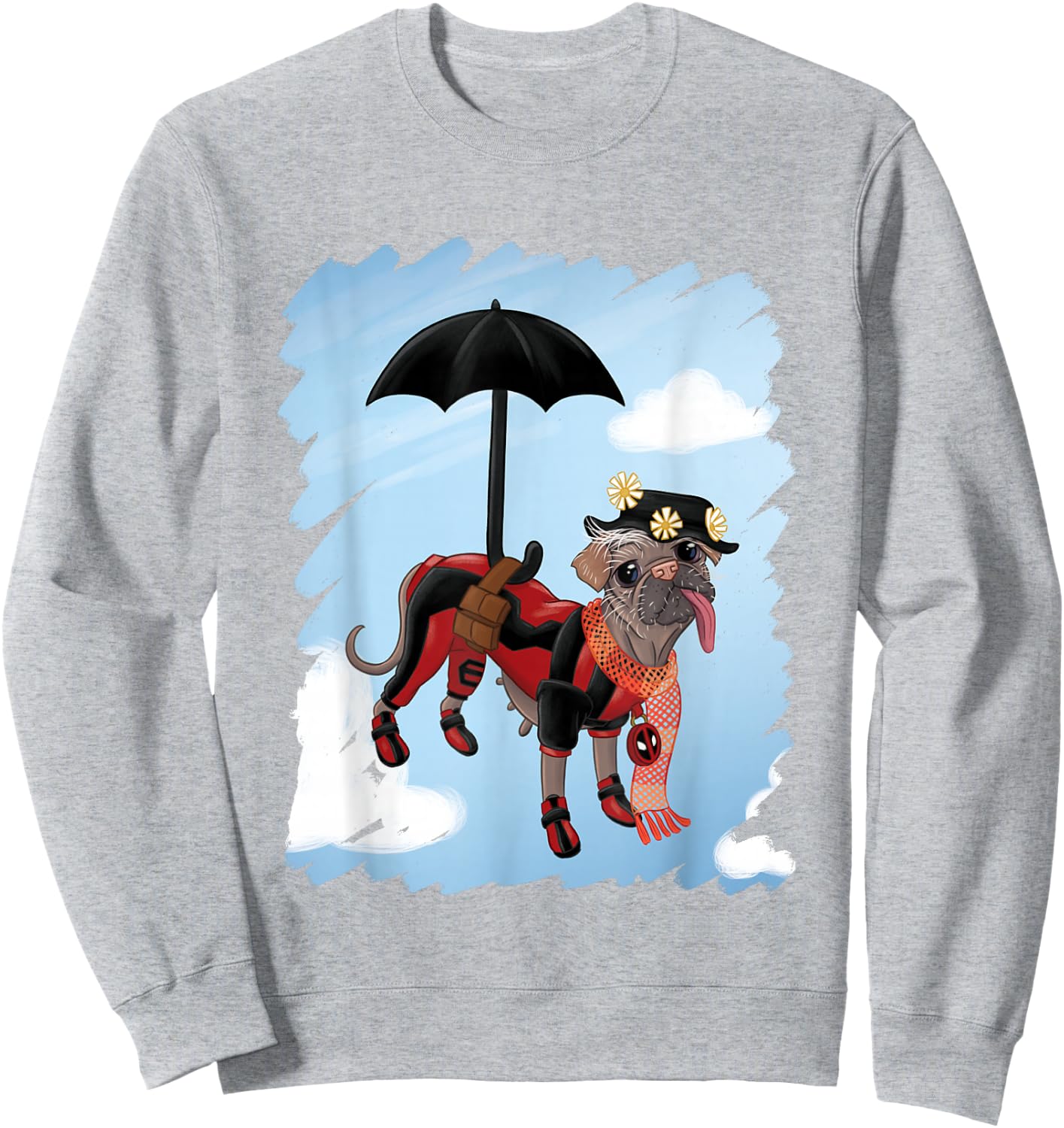 Marvel Deadpool & Wolverine Dogpool Puppins Doodle Logo Sweatshirt - Sweatshirt | Ash