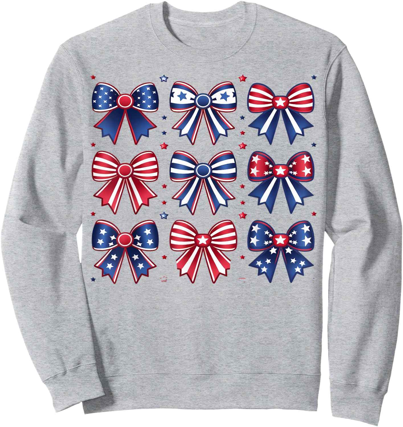 Coquette Bows 4th July Patriotic Women Girls Kids Coquette Sweatshirt - Sweatshirt | Ash