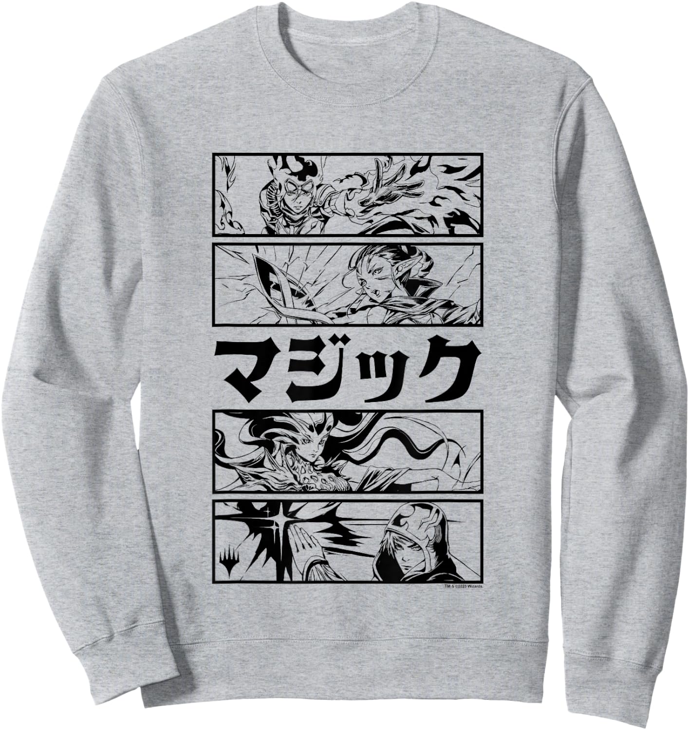Magic: The Gathering Planeswalker Black & White Kanji Panels Sweatshirt - Sweatshirt | Ash