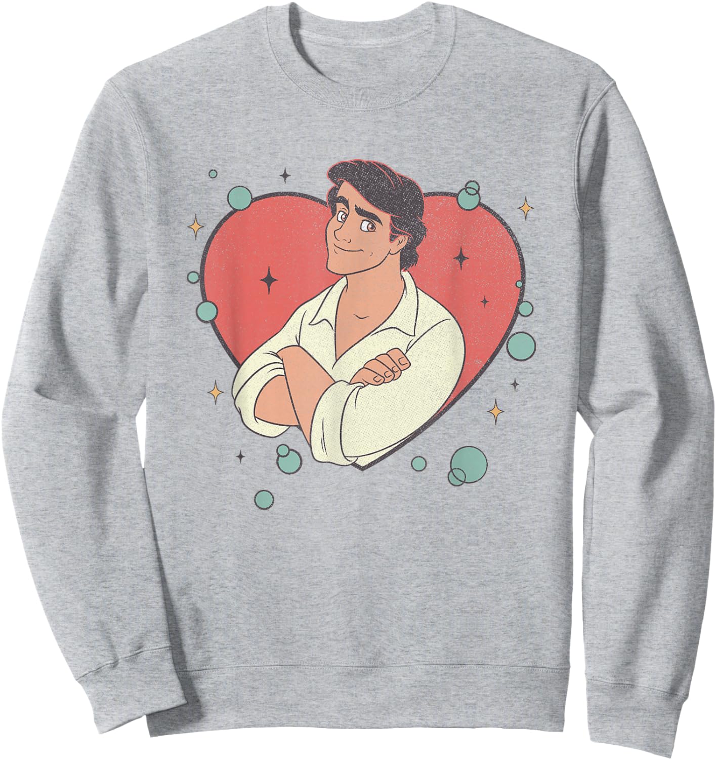 Disney The Little Mermaid Valentine's Day Prince Eric Logo Sweatshirt - Sweatshirt | Ash