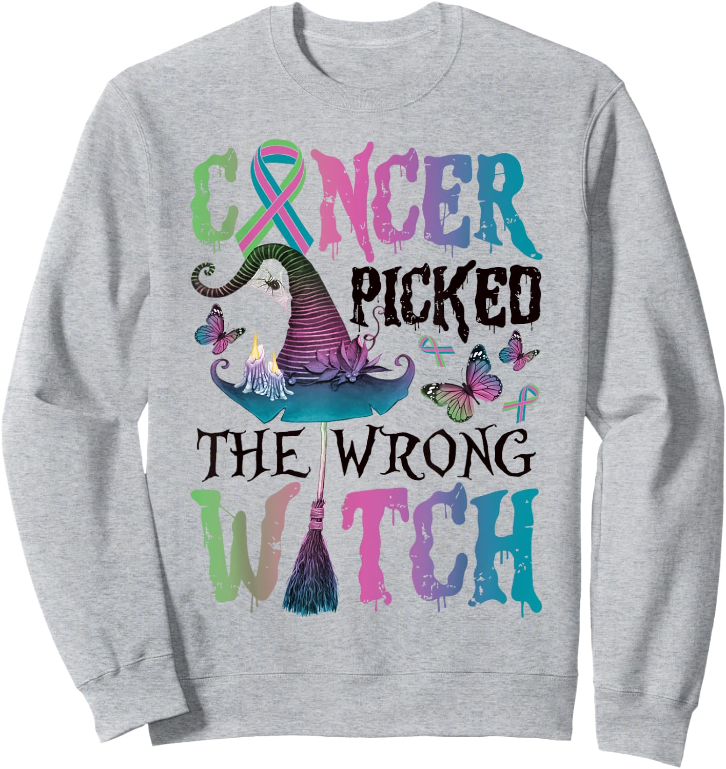 Metastatic Breast Cancer Picked The Wrong Witch Halloween Sweatshirt - Sweatshirt | Ash