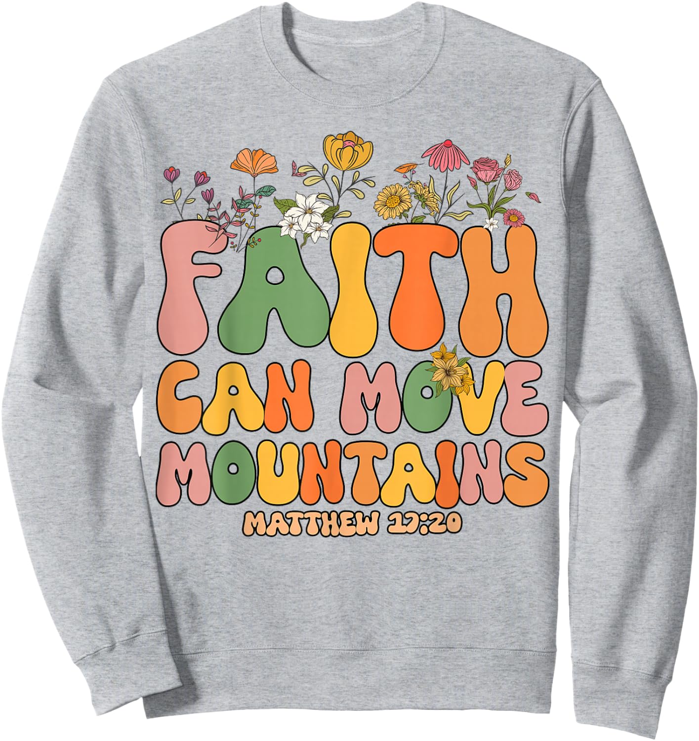 Toddler Faith Can Move Mountains Kids Girl Christian Jesus Sweatshirt - Sweatshirt | Ash