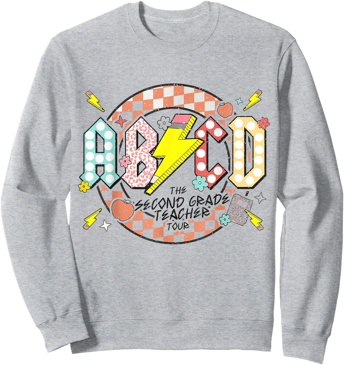 Second Grade Teacher Tour, ABCD 2nd Grade Rocks (Two Sides) Women Girls Kids Sweatshirt - Sweatshirt | Ash