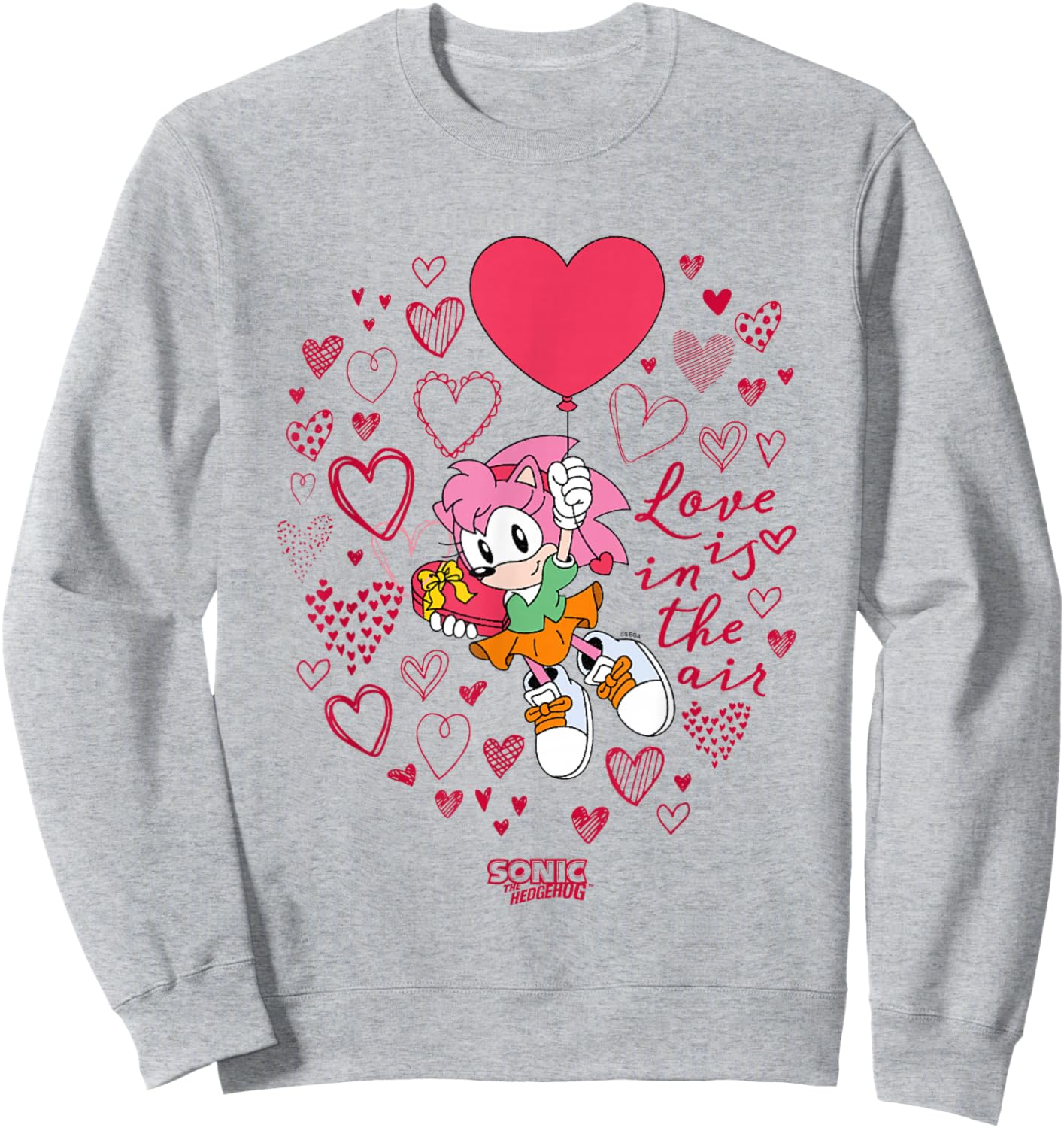 Sonic The Hedgehog Valentine's Day Love Is In The Air Logo Sweatshirt - Sweatshirt | Ash