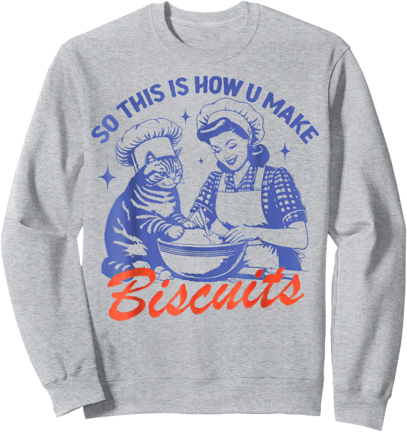 Retro Cat Biscuit So this is how u make biscuits Men Women Kids Sweatshirt - Sweatshirt | Ash