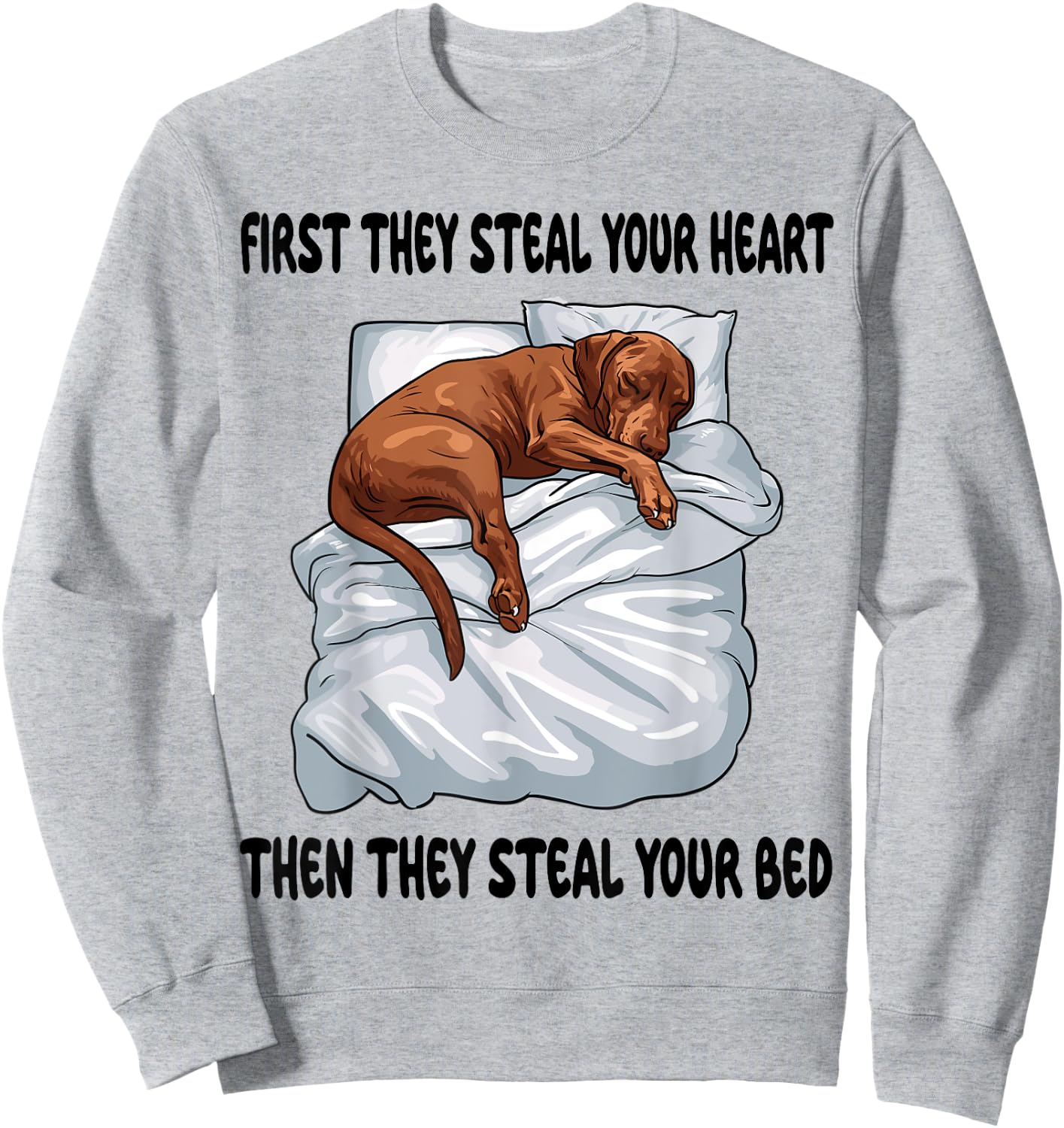 Vizsla Sleeping Pajamas Nightgown Sweatshirt - Sweatshirt | Ash