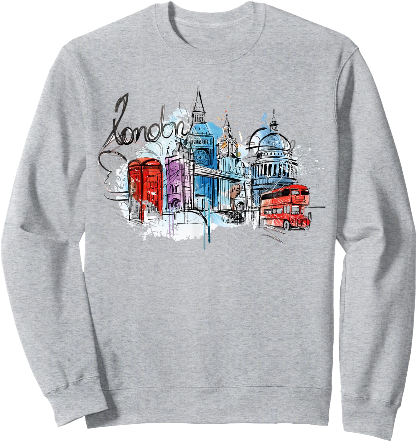 Cool Abstract London Splash Colors, London Graphic Design Sweatshirt - Sweatshirt | Ash