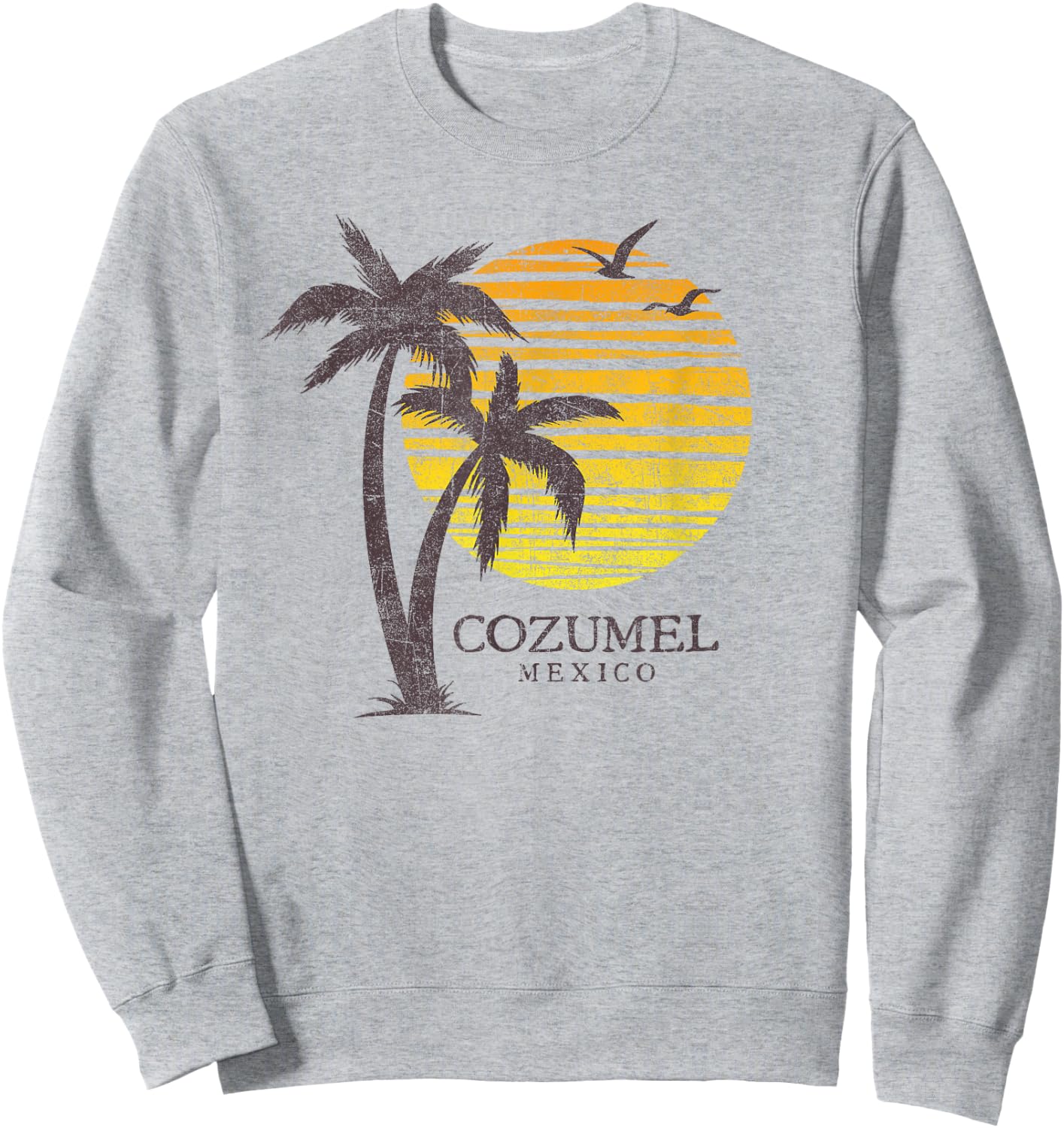 Cozumel Mexico Souvenir Beach Sunset Vintage Sweatshirt - Sweatshirt | Ash