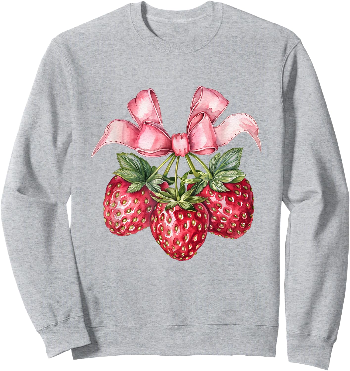 Coquette Bow with Strawberries Kawaii Sweetness Sweatshirt - Sweatshirt | Ash
