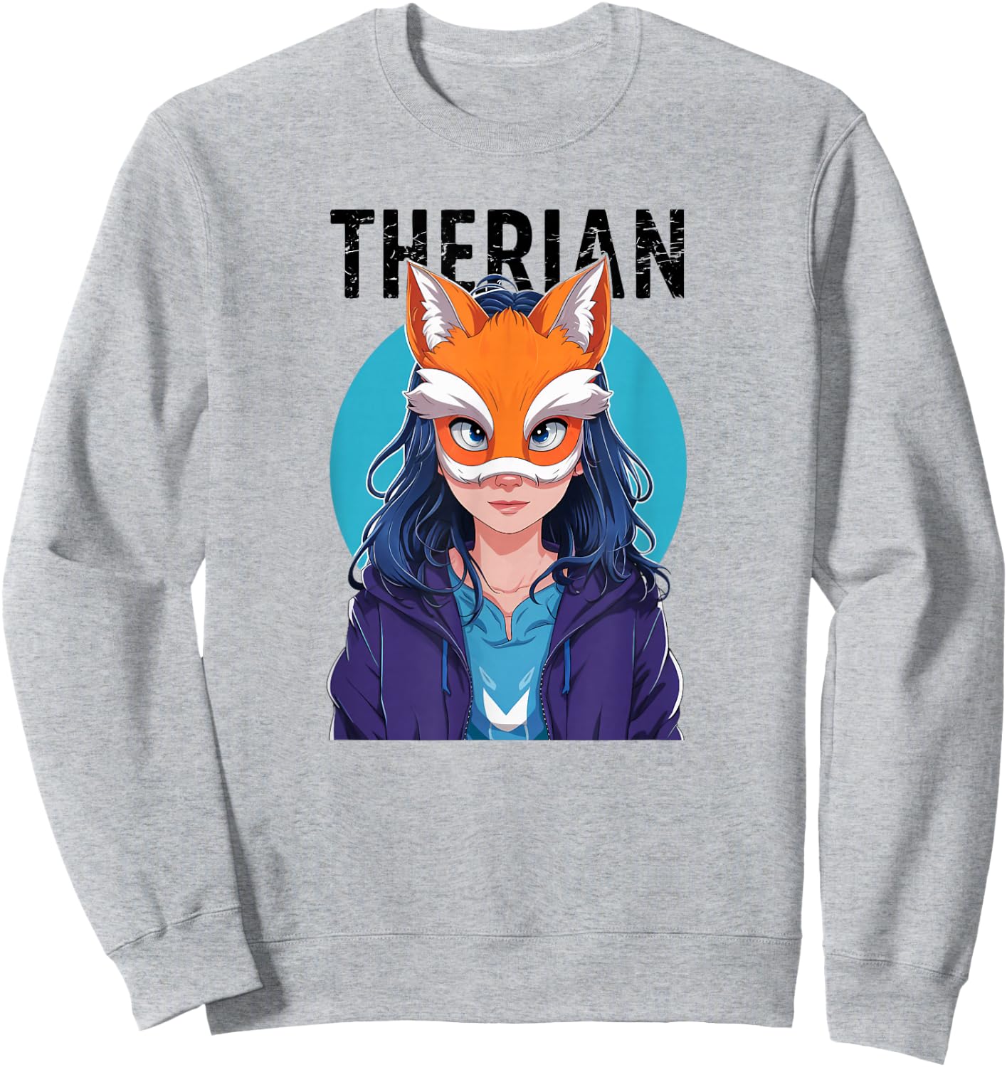 Therian Fox Mask Cute Fox Therian Stuff Sweatshirt - Sweatshirt | Ash