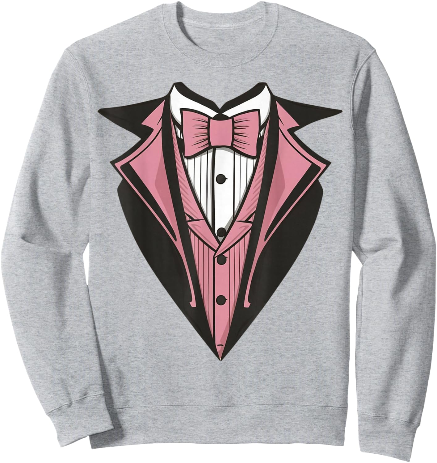 Funny Kids Adult Pink Bowtie Tuxedo Costume Sweatshirt - Sweatshirt | Ash