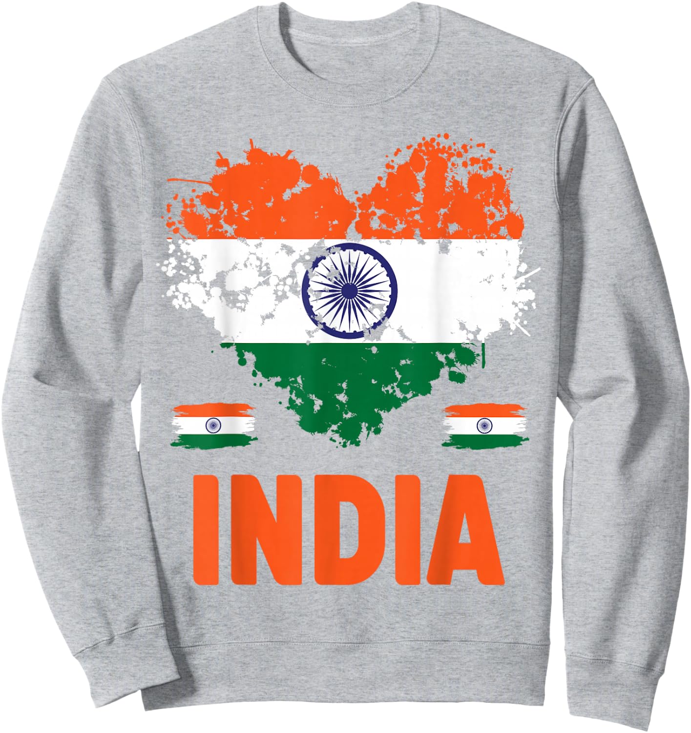 India Flag Outfit Idea For Kids & Novelty Indian Flag Heart Sweatshirt - Sweatshirt | Ash