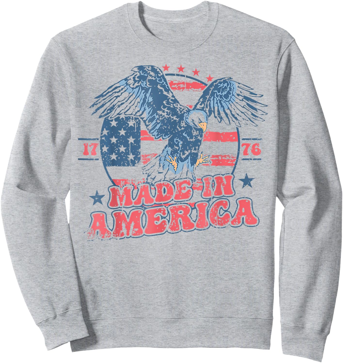 Made in America USA Flag Eagle 4th of July Patriotic Freedom Sweatshirt - Sweatshirt | Ash