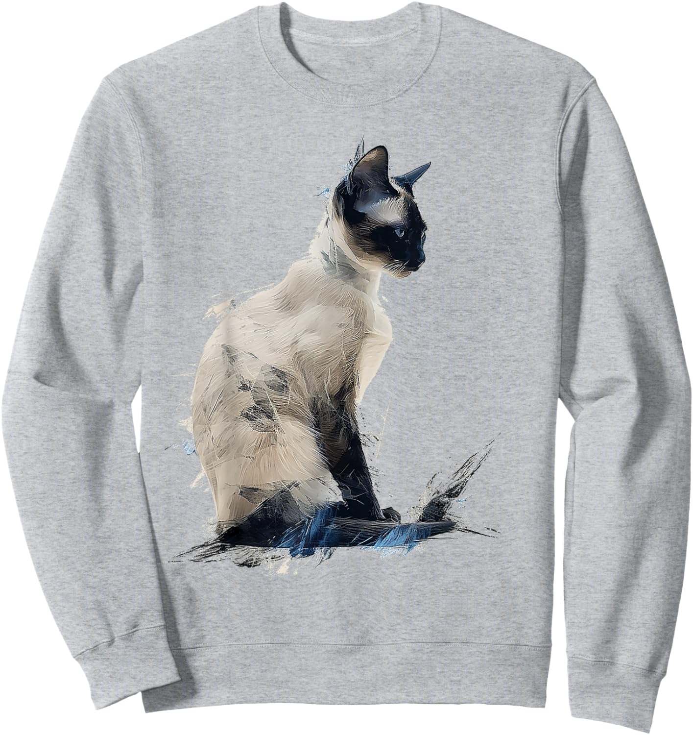Cat Abstract Motif Drawing Art Animal Cat Women Kids Sweatshirt - Sweatshirt | Ash