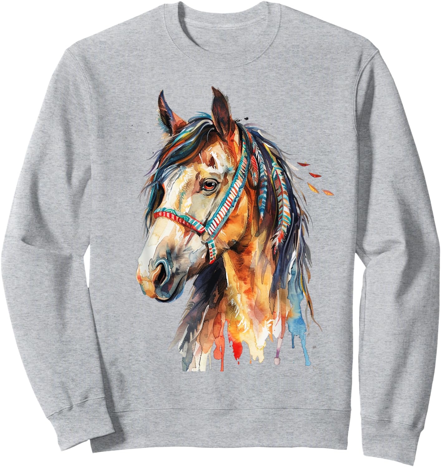 Native American Wild Horse Sweatshirt - Sweatshirt | Ash