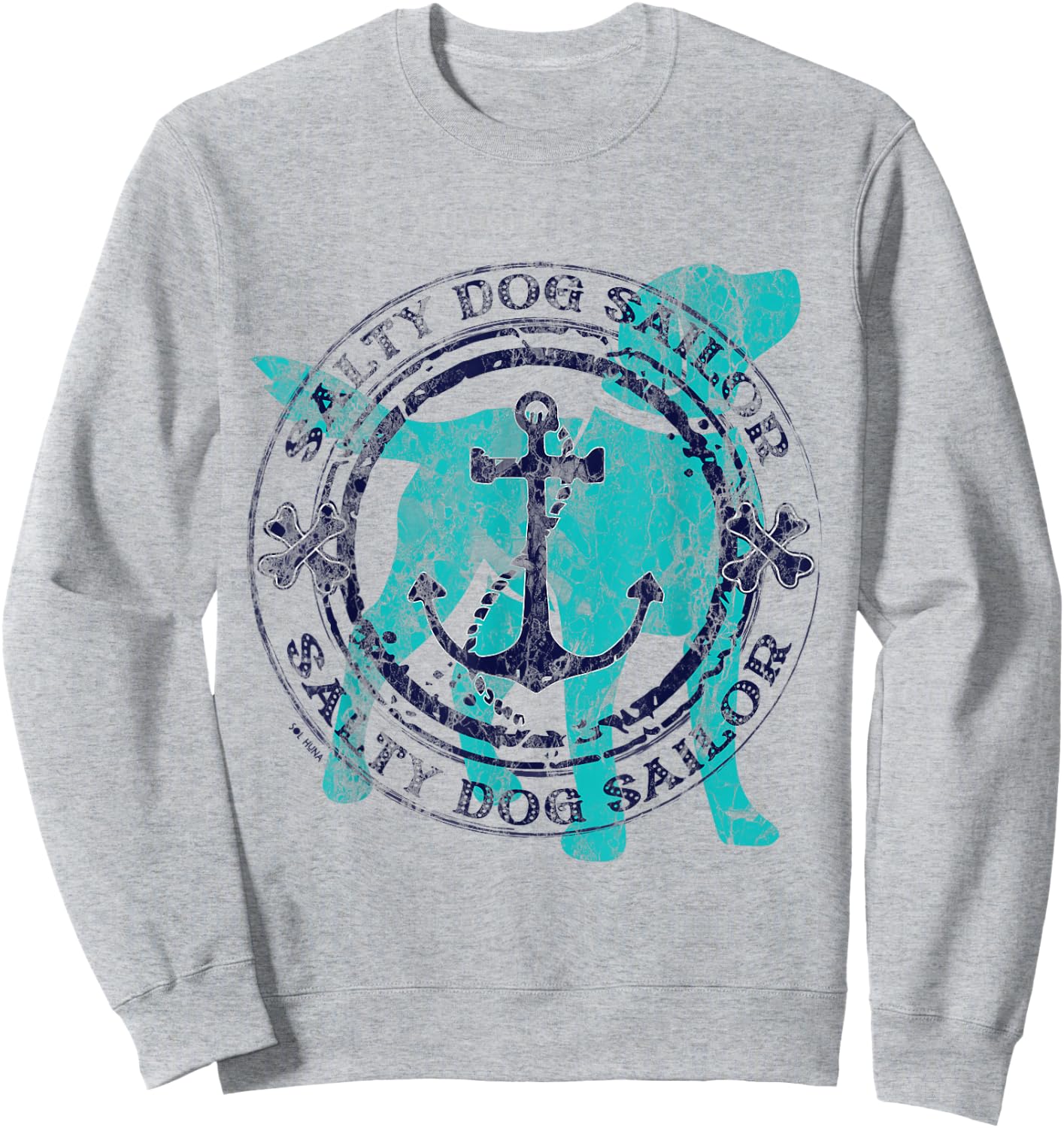 Salty Dog Sailor - Nautical Anchor with Bones and Dog Sweatshirt - Sweatshirt | Ash