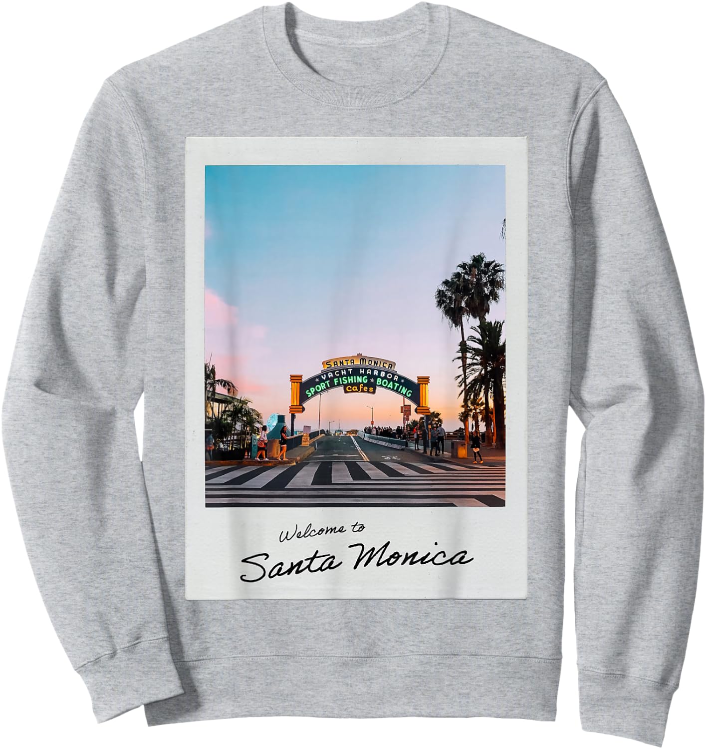 Welcome to Santa Monica Pier Aesthetic Instant Camera 35mm Sweatshirt - Sweatshirt | Ash