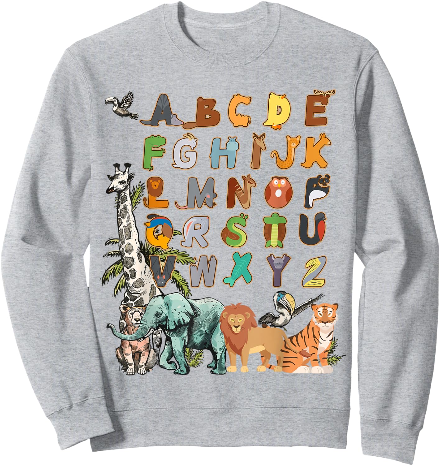Forest Animals & Jungle Animal Idea For Kids Animal Alphabet Sweatshirt - Sweatshirt | Ash