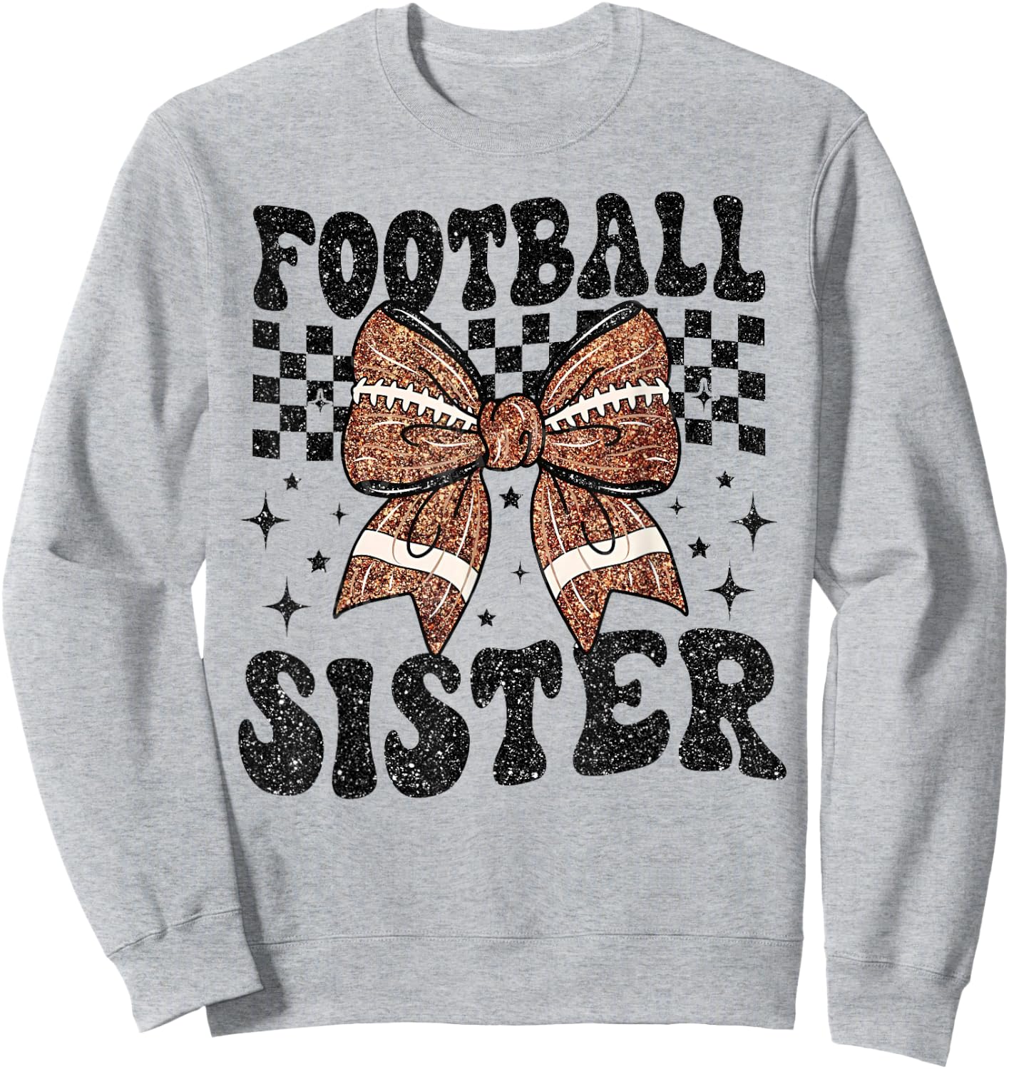 Coquette Bow American Football Sister Game Day Thanksgiving Sweatshirt - Sweatshirt | Ash