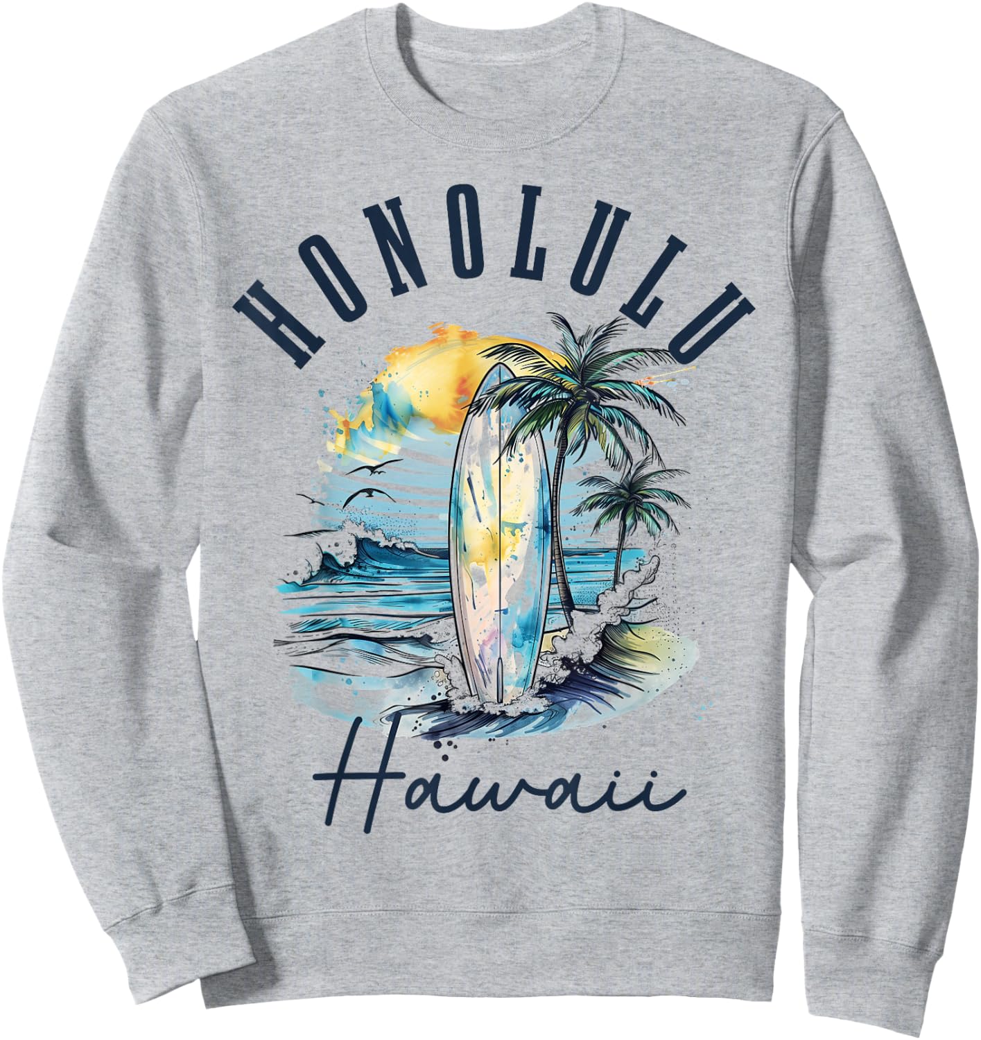 Honolulu Hawaii Hawaiian Surf Vintage Surfing Surfer Sweatshirt - Sweatshirt | Ash
