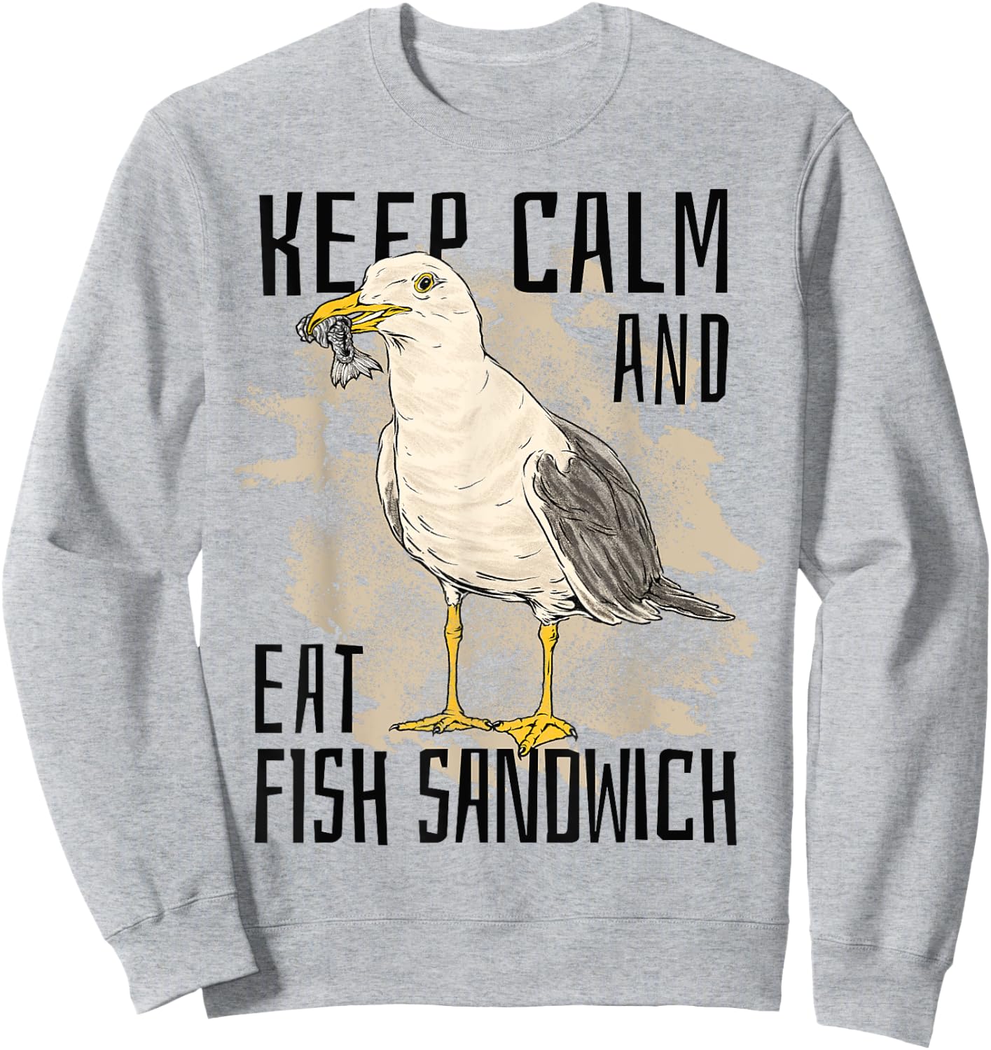 Keep Calm Eat Fish Sandwich Seagull Bird Sea Ocean Men Women Kids Sweatshirt - Sweatshirt | Ash