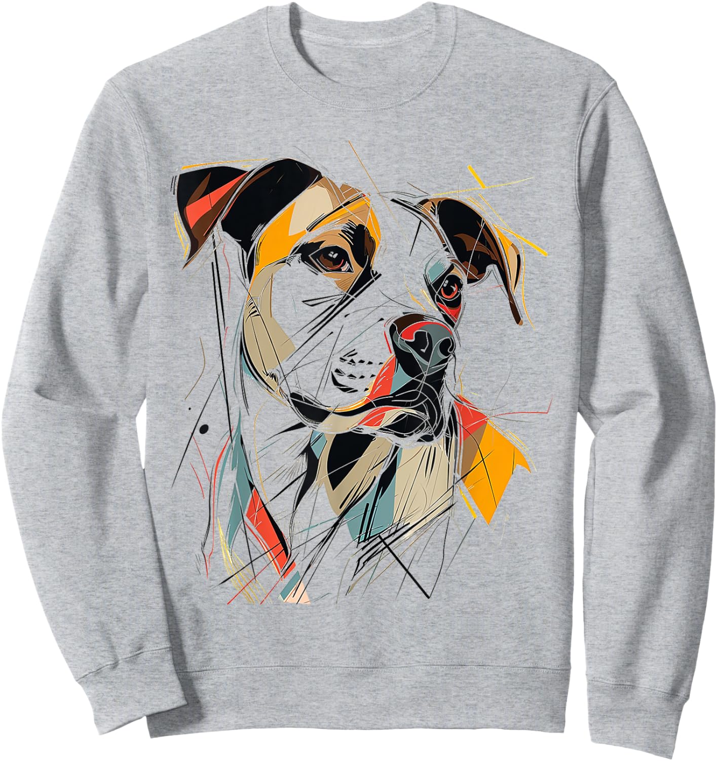 Pitbull Abstract Pet Drawing Illustration Animal Pitbull Sweatshirt - Sweatshirt | Ash