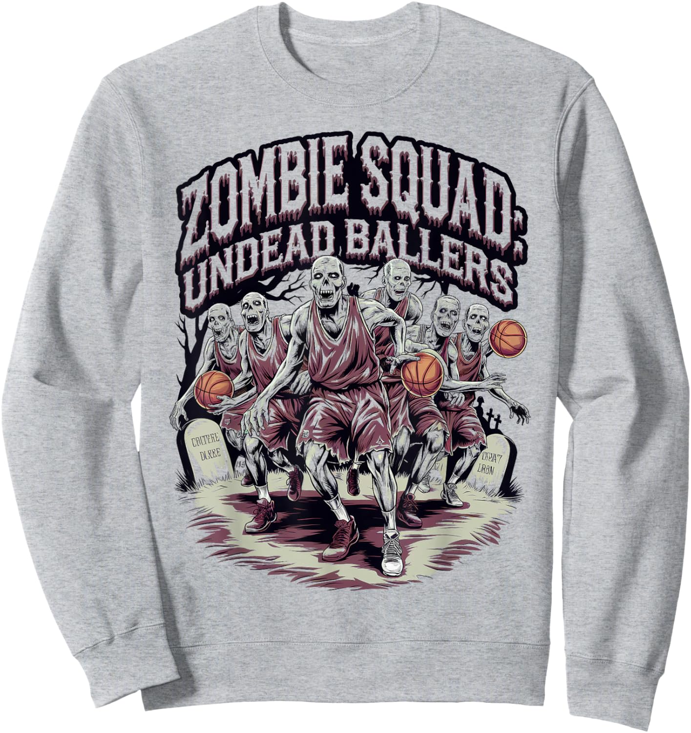Zombie Squad Undead Ballers Halloween Basketball Sweatshirt - Sweatshirt | Ash
