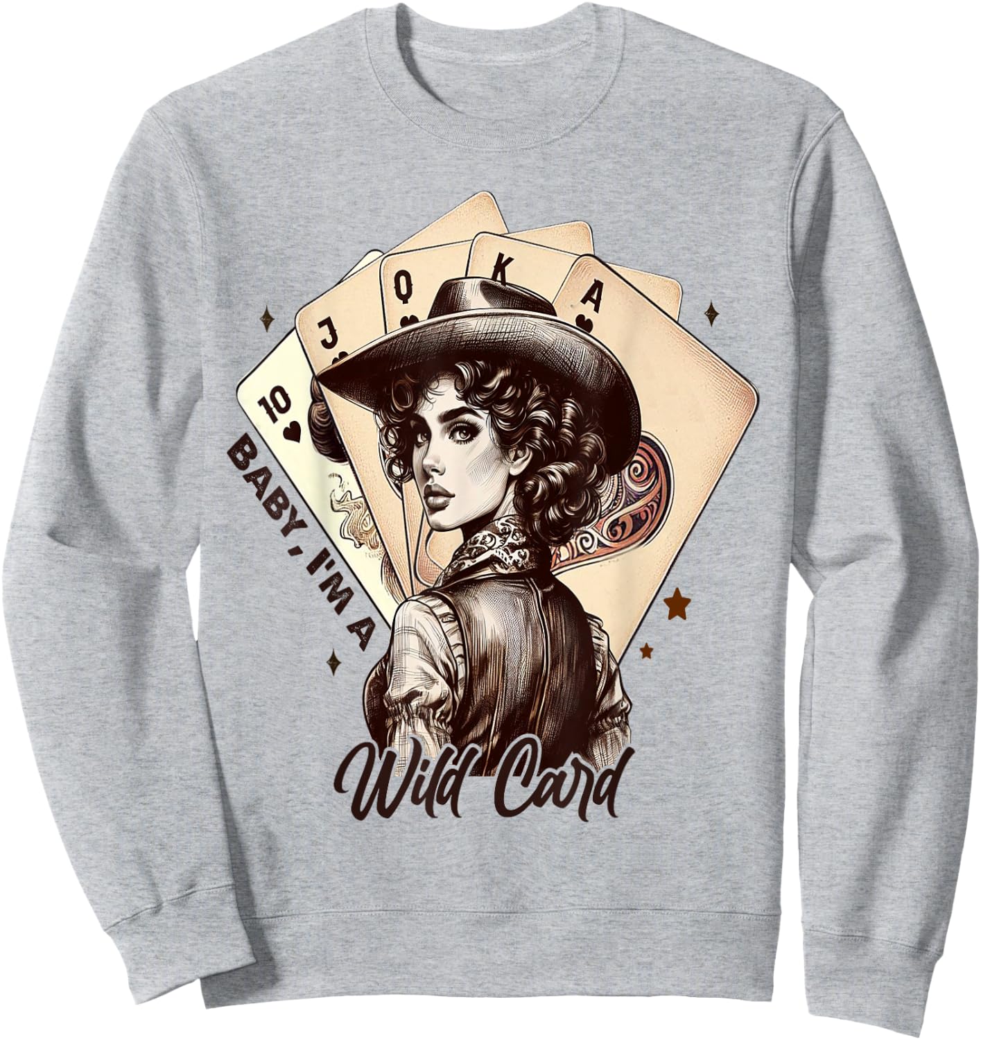 Cowgirl Poker Cards Wild Card Retro Southern Cowgirl Women Sweatshirt - Sweatshirt | Ash